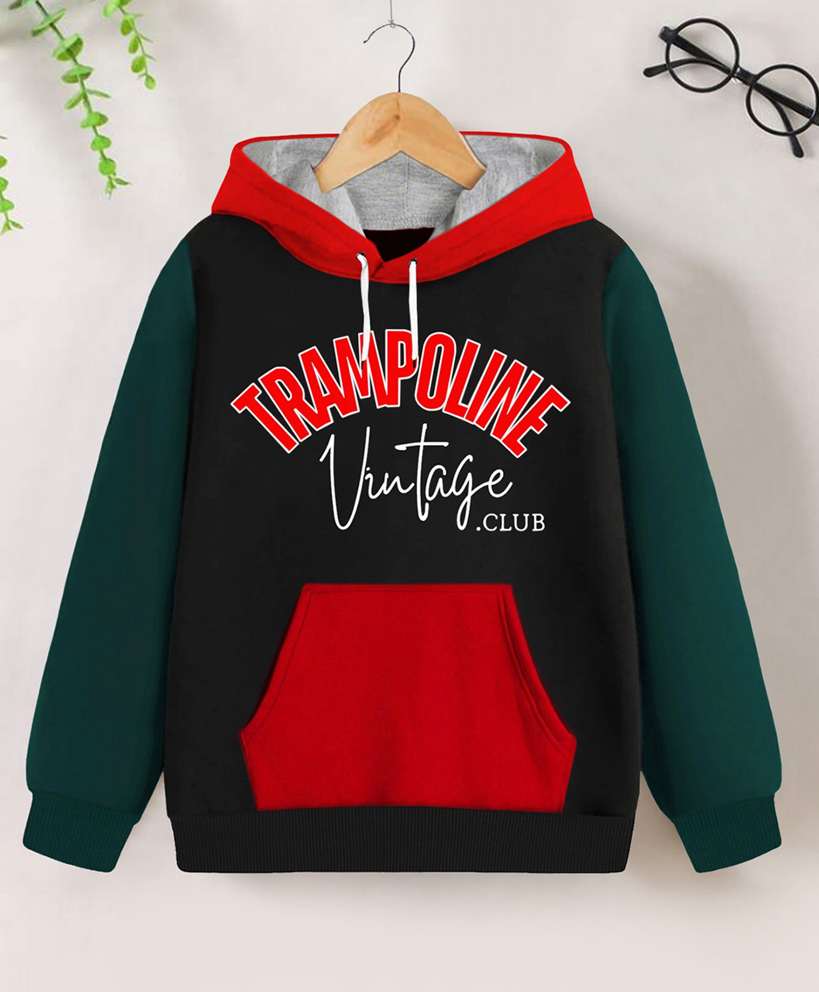 Trampoline Cotton Blend Full Sleeves Vintage Text Printed Hooded Sweatshirt - Multi Colour-picture-15