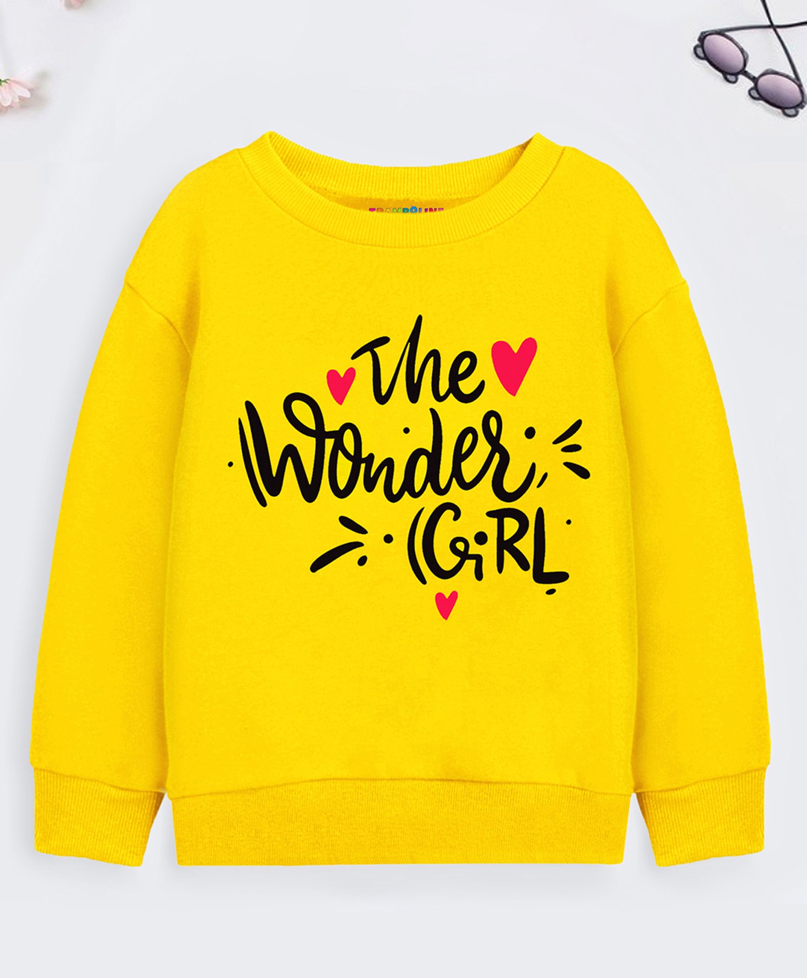 Trampoline Full Sleeves The Wonder Girl Text Printed Sweatshirt - Yellow-image-46