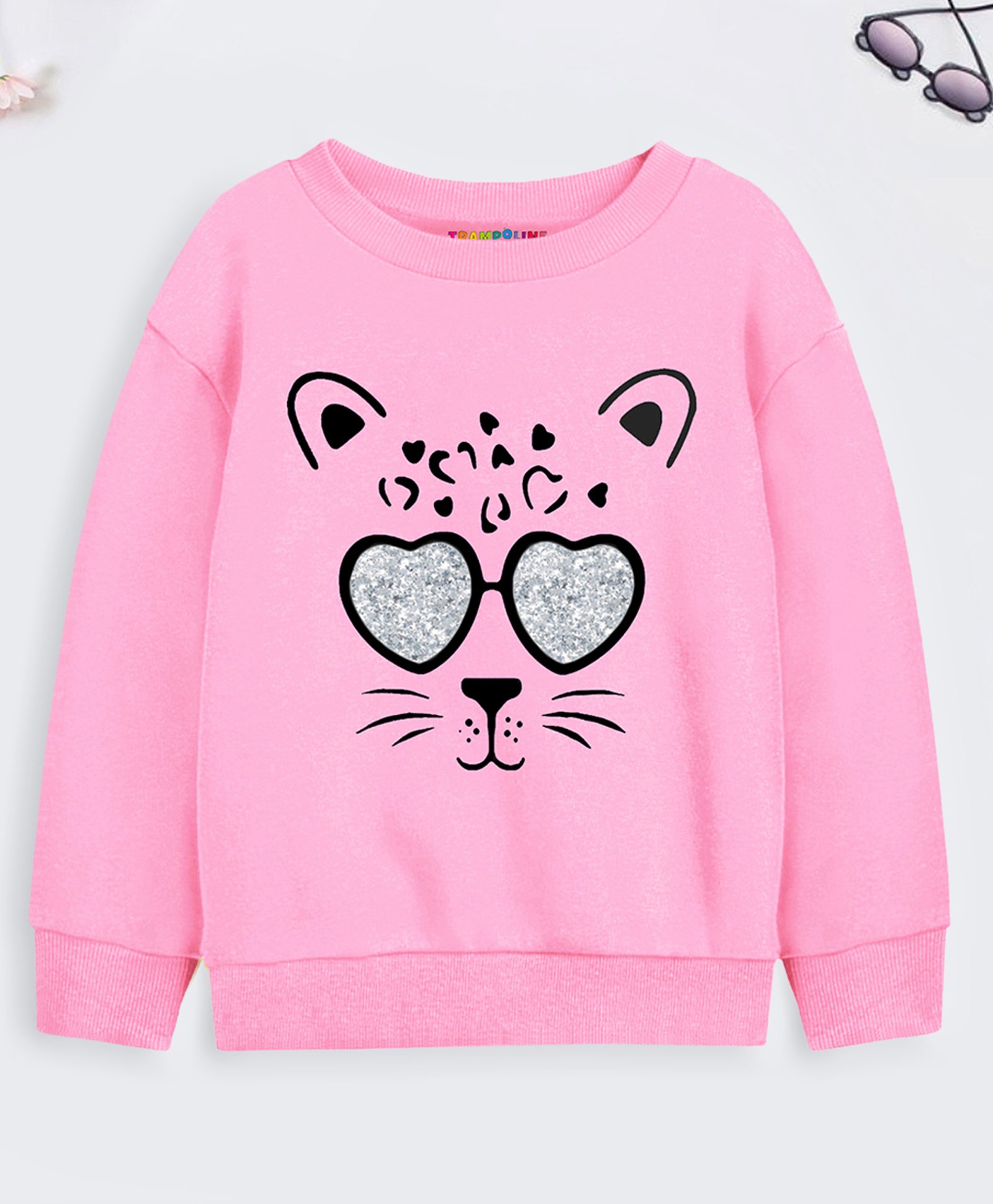 Trampoline Full Sleeves Cat Printed Sweatshirt - Pink-image-39