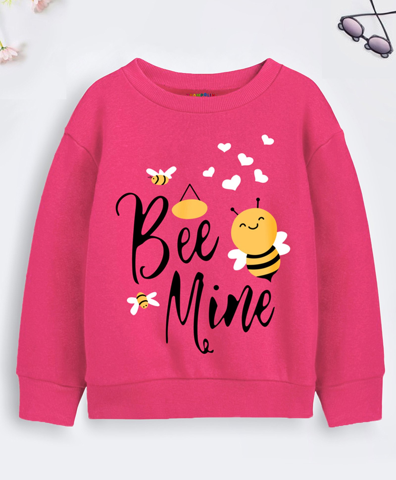 Trampoline Fleece Full Sleeves Bee Mine Text Printed Sweatshirt - Pink-picture-22