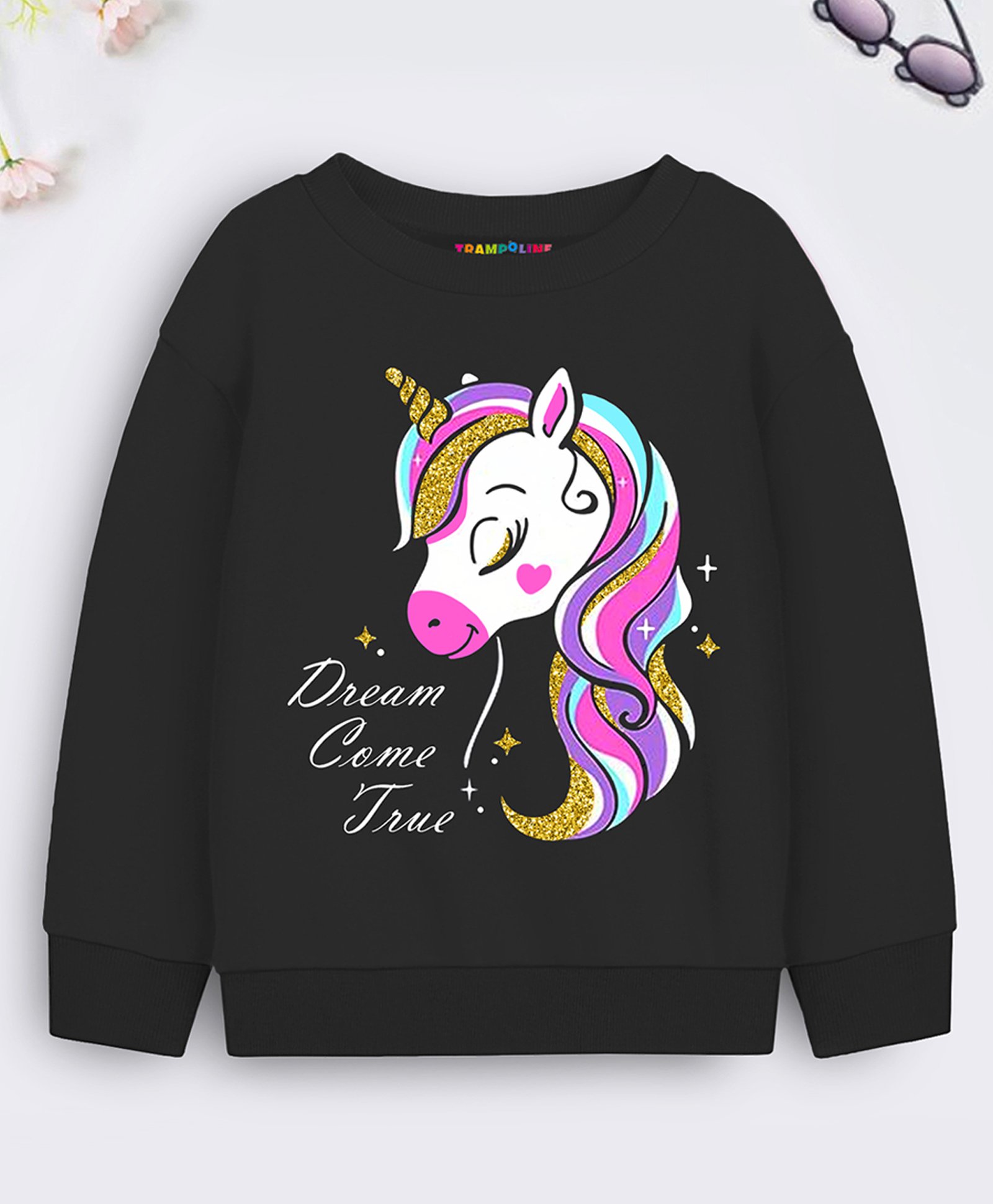 Trampoline Full Sleeves Unicorn Printed Sweatshirt - Black-picture-24