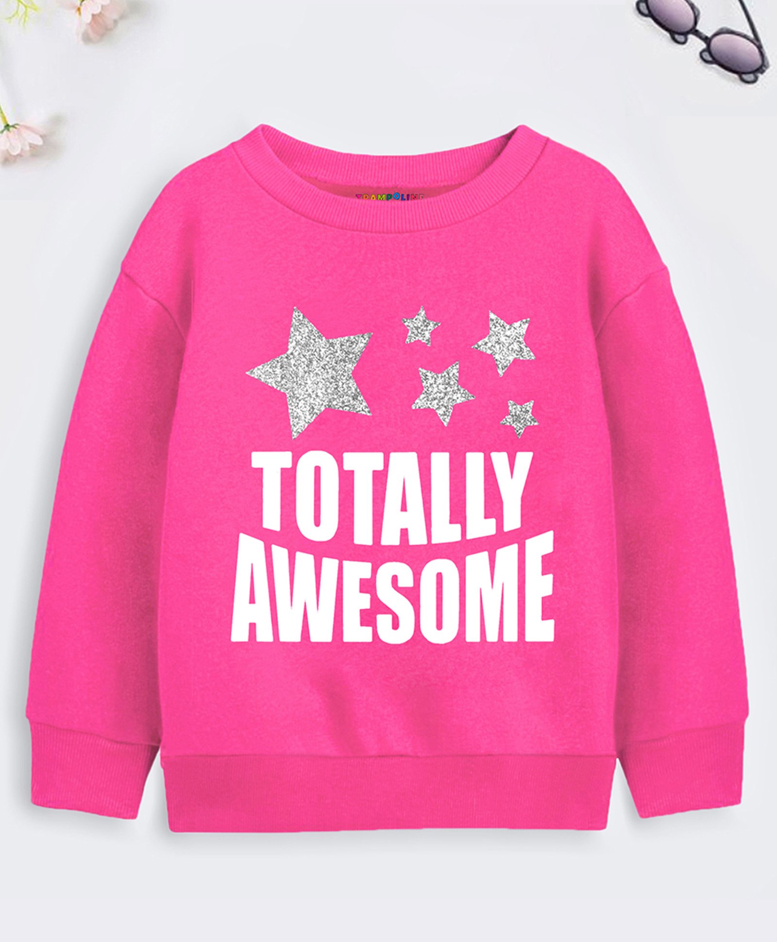 Trampoline Cotton Blend Full Sleeves Totally Awesome Text Printed Sweatshirt - Pink-picture-24
