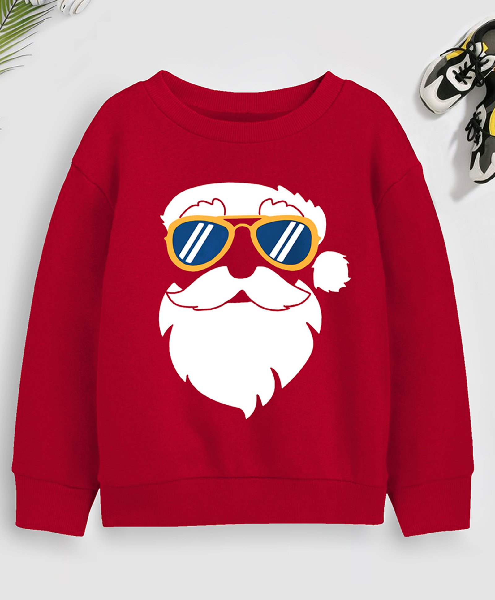 Trampoline Full Sleeves Santa Face Printed Sweatshirt - Red-image-35