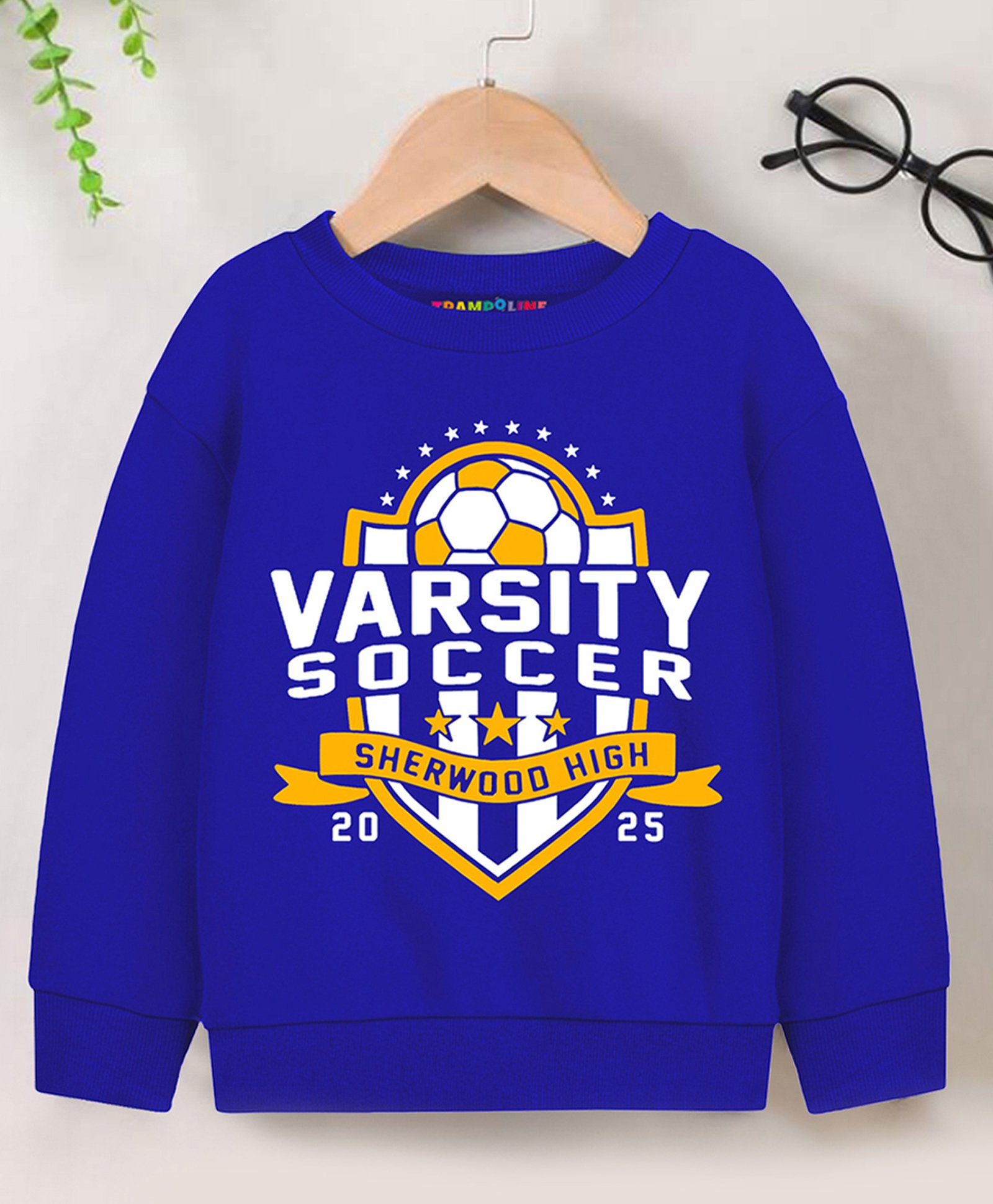 Trampoline Full Sleeves Versity Soccer Text Printed Sweatshirt - Blue-image-49
