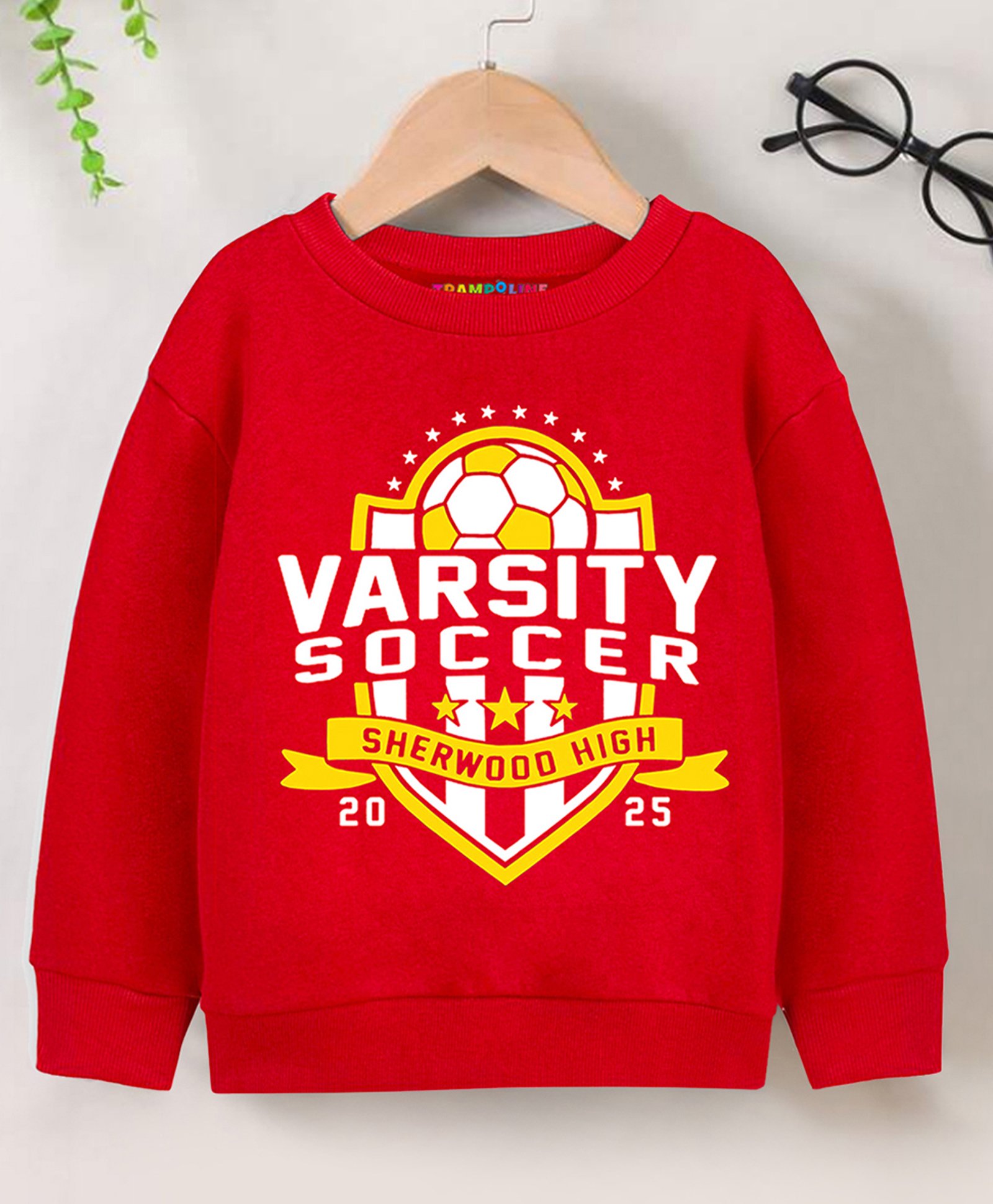 Trampoline Full Sleeves Versity Soccer Text Printed Sweatshirt - Red-image-20