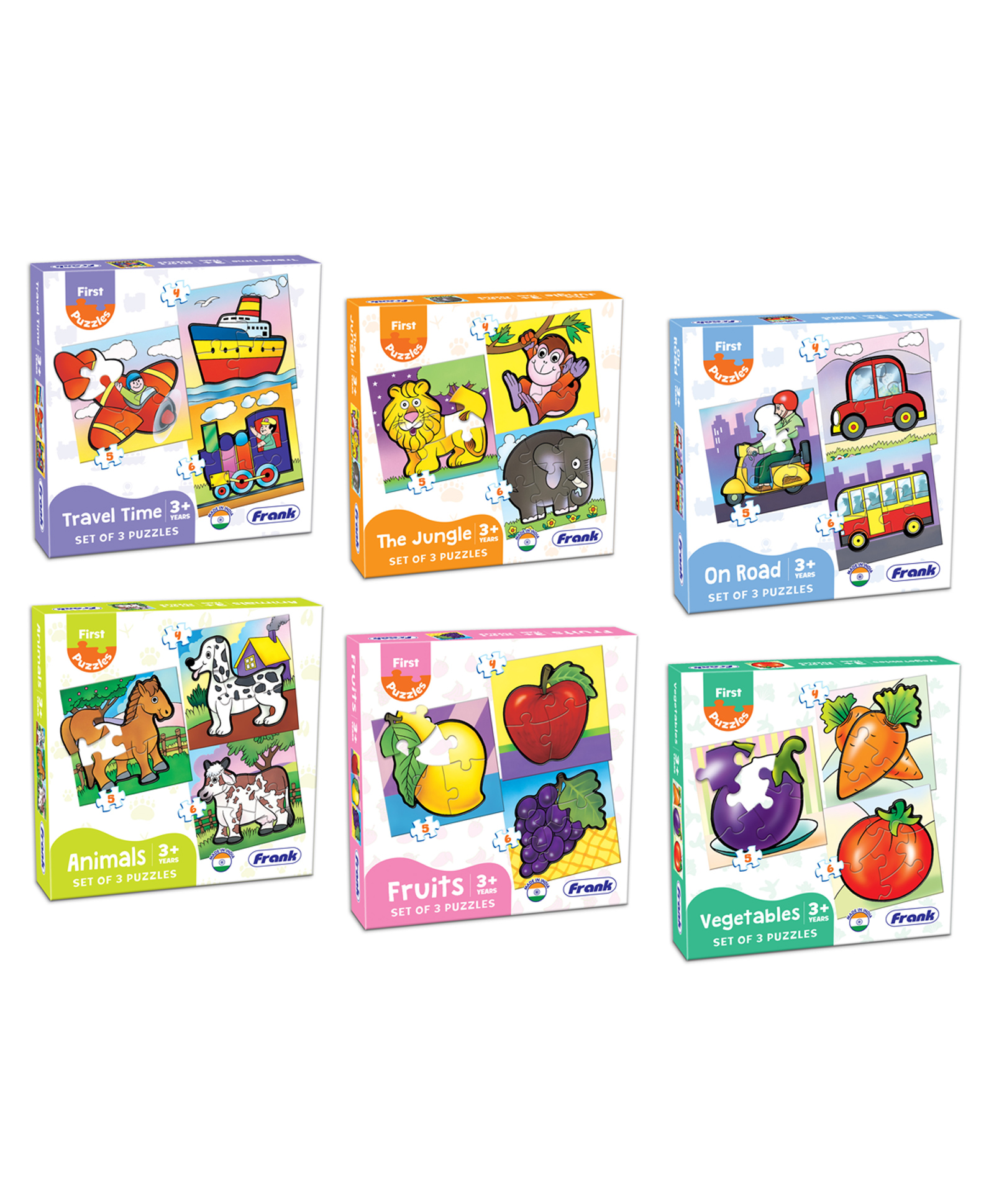 frank FrankTravel Time | The Jungle | On Road | Animals Fruits & VegetablesJigsaw PuzzleMulticolor Pack of 6 - 10221-picture-2