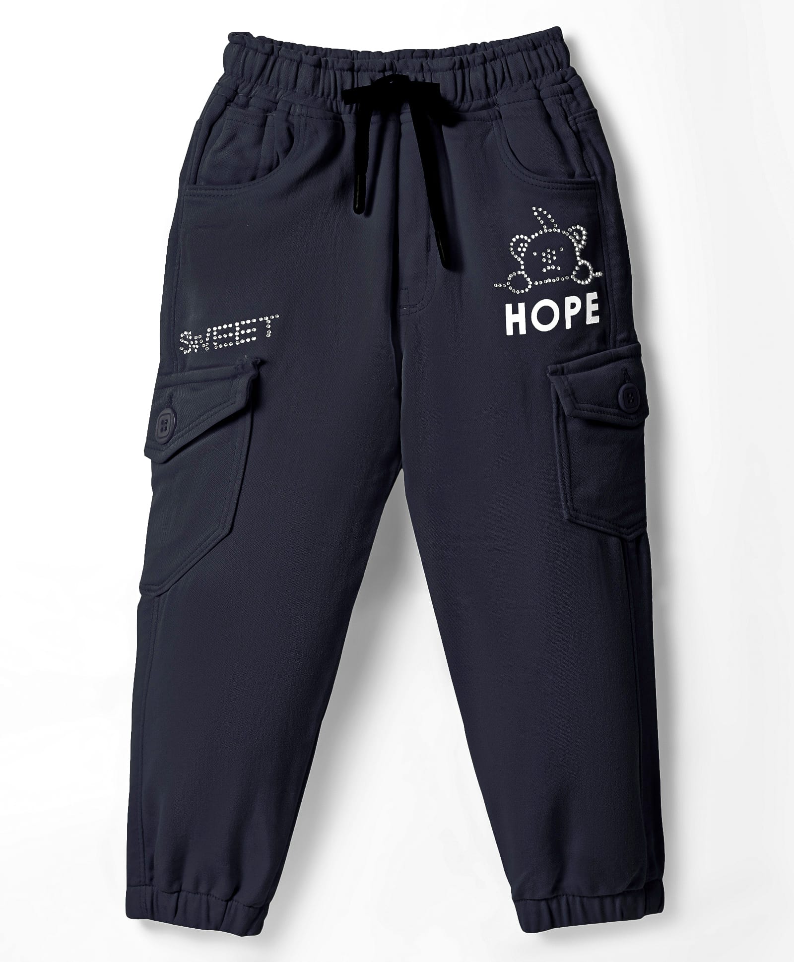 Olio Kids Cotton Woven Full Length Trousers With Text Print - Navy Blue-picture-25