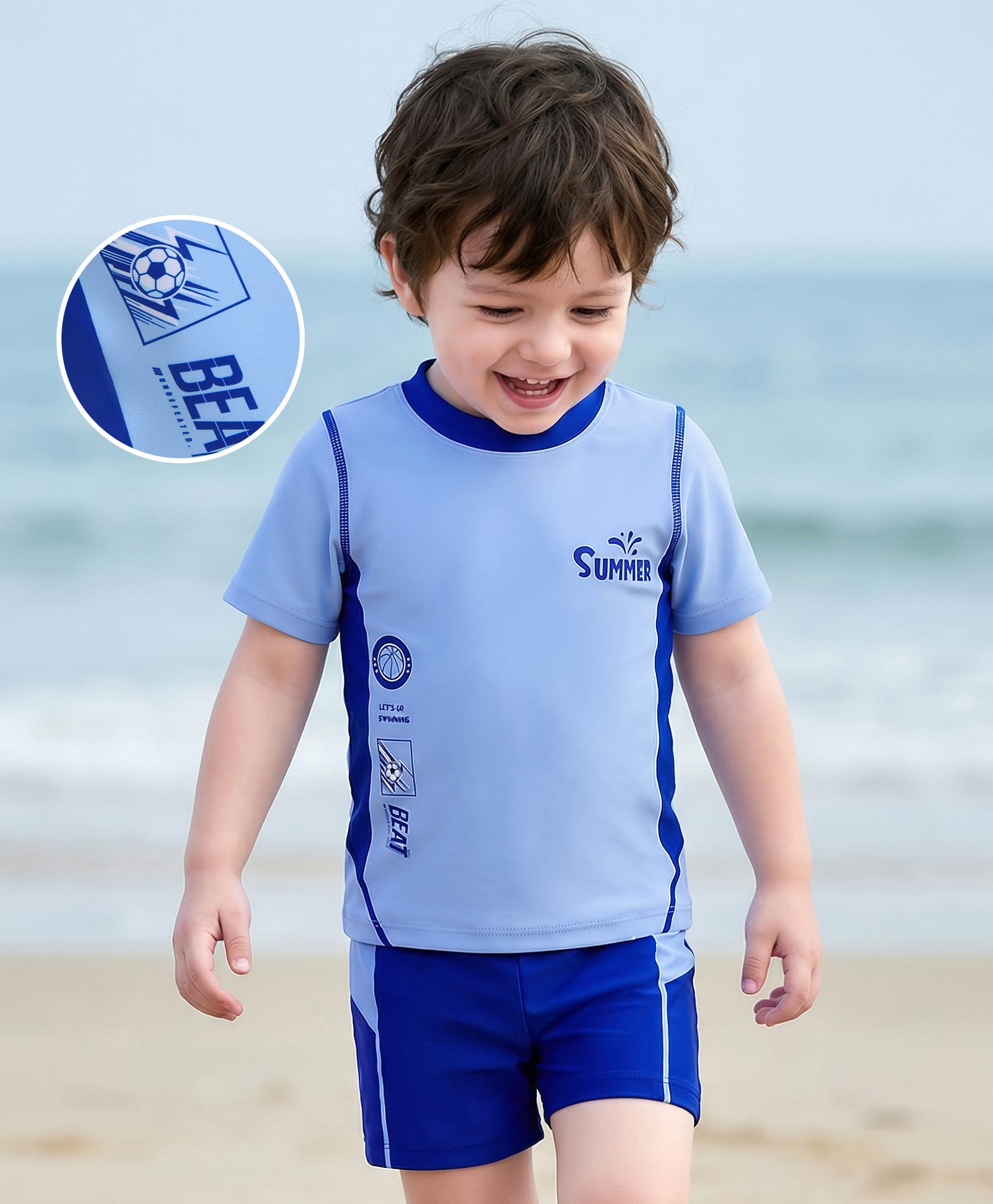 Mark & Mia Half Sleeves 2 Piece Swimsuit - Blue-picture-15