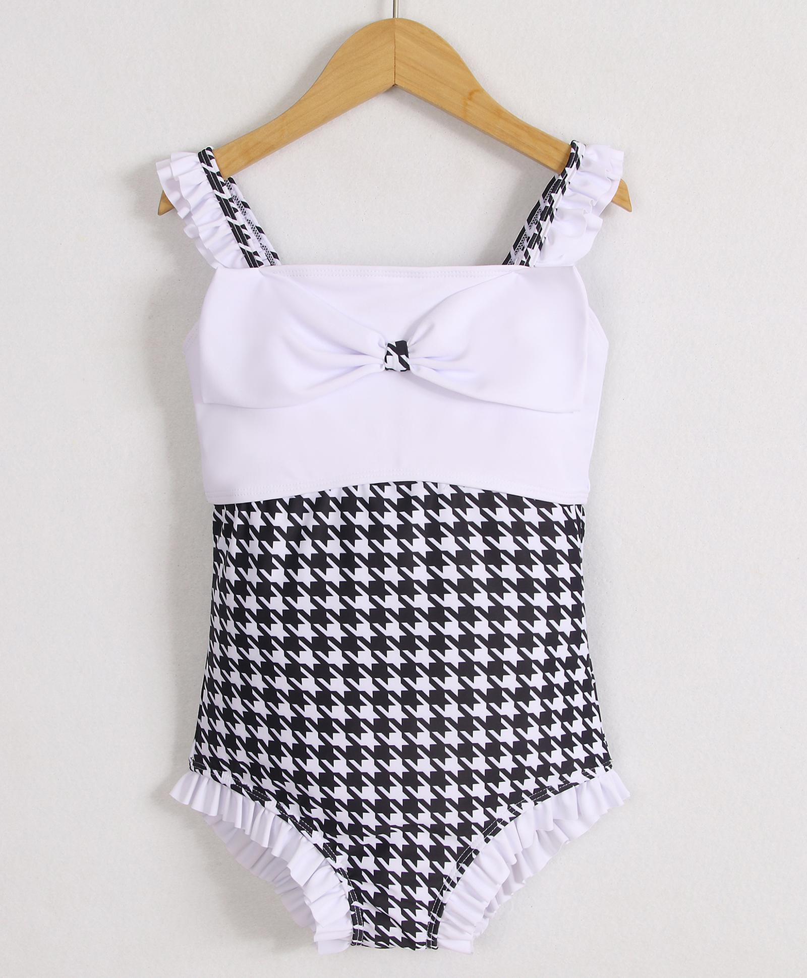 Mark & Mia Sleeveless V Cut Swimsuit with Checks Print - Black & White-image-29