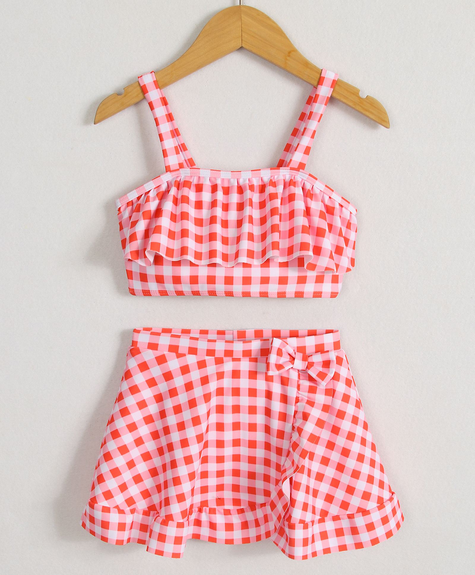 Mark & Mia Sleeveless Two Piece Swimsuit with Checkered Print - Pink-image-14