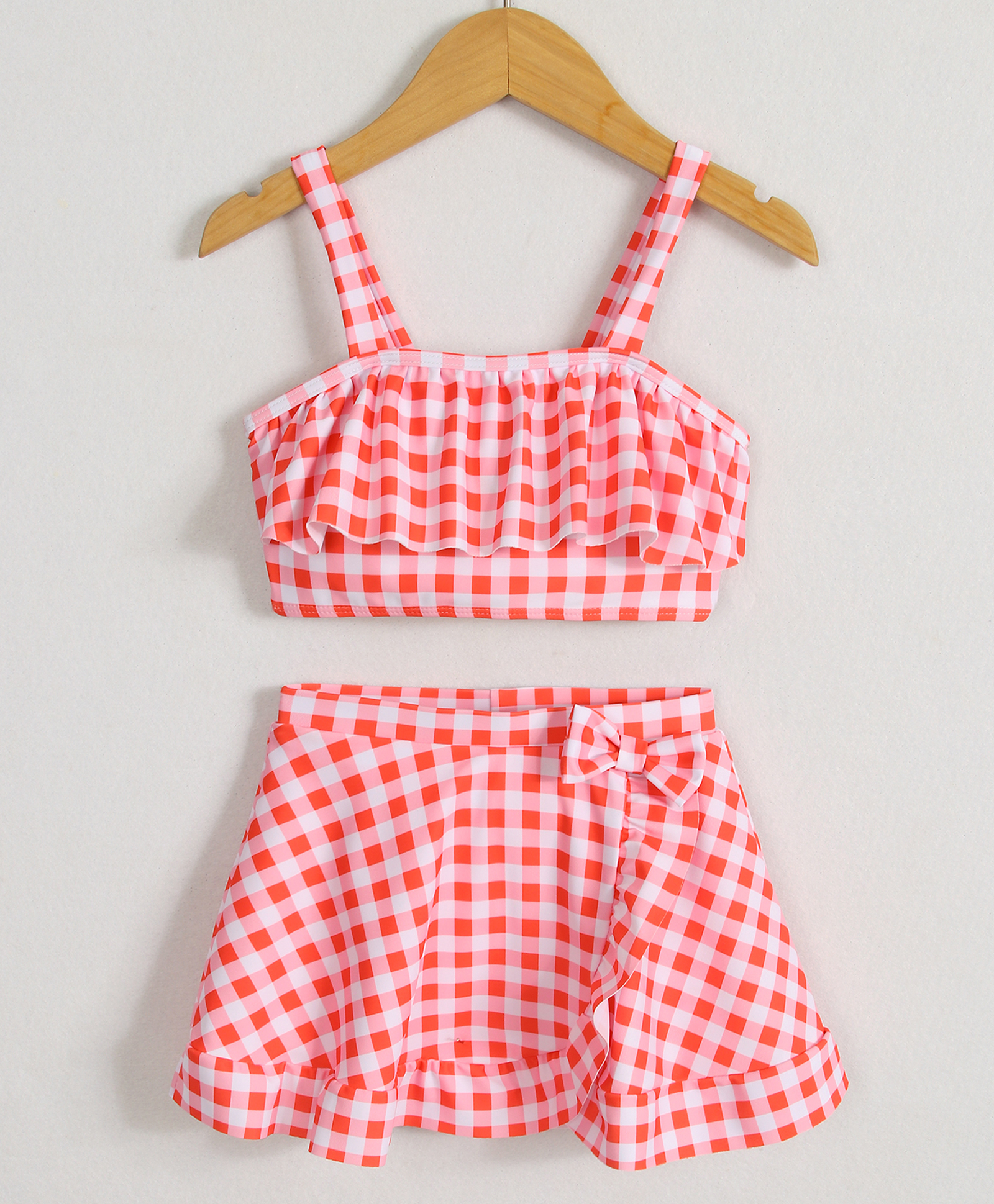 Mark & Mia Sleeveless Two Piece Swimsuit with Checkered Print - Pink-image-48