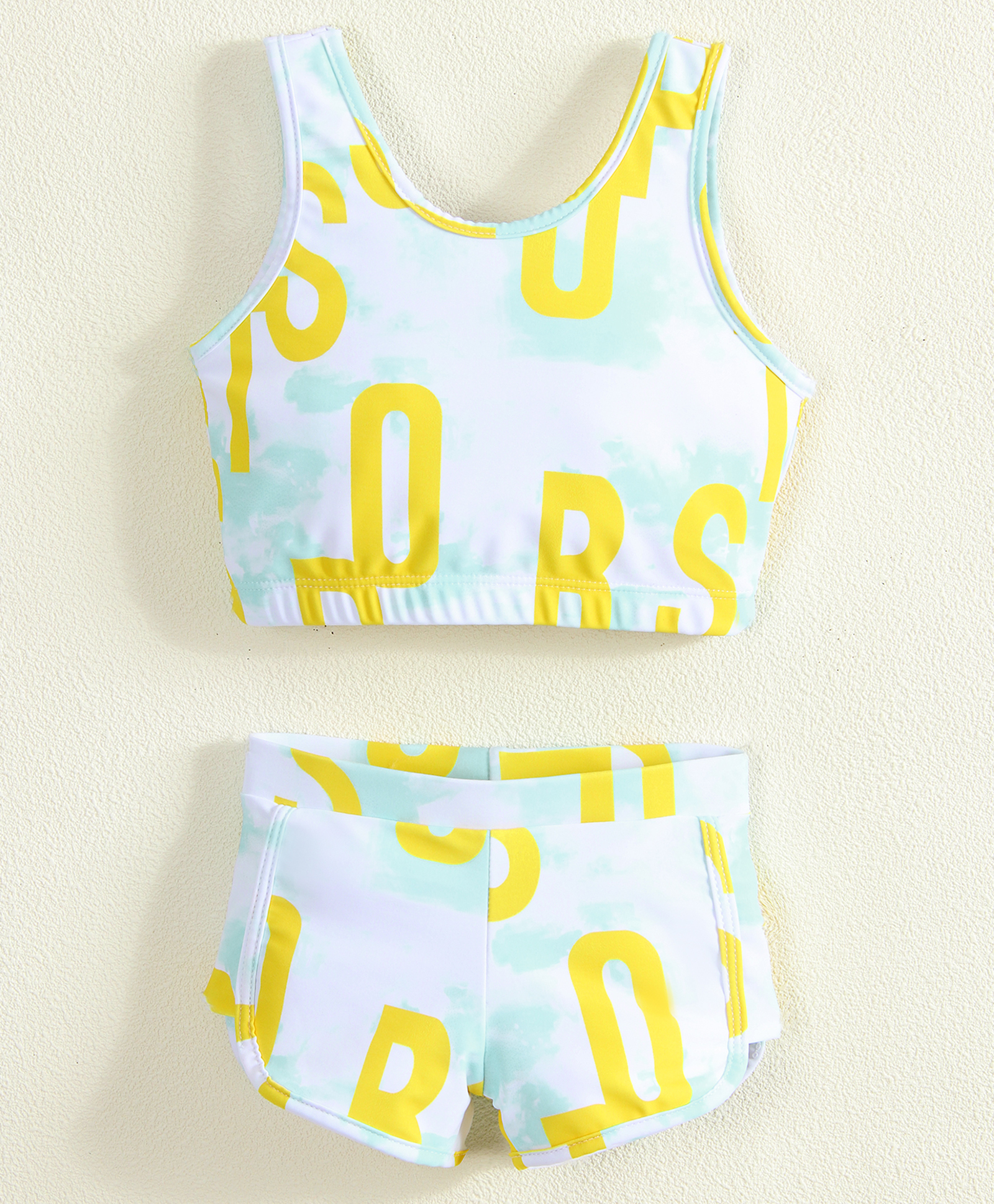 Mark & Mia Sleeveless Two Piece Swimsuit with Text Print - Yellow-image-27