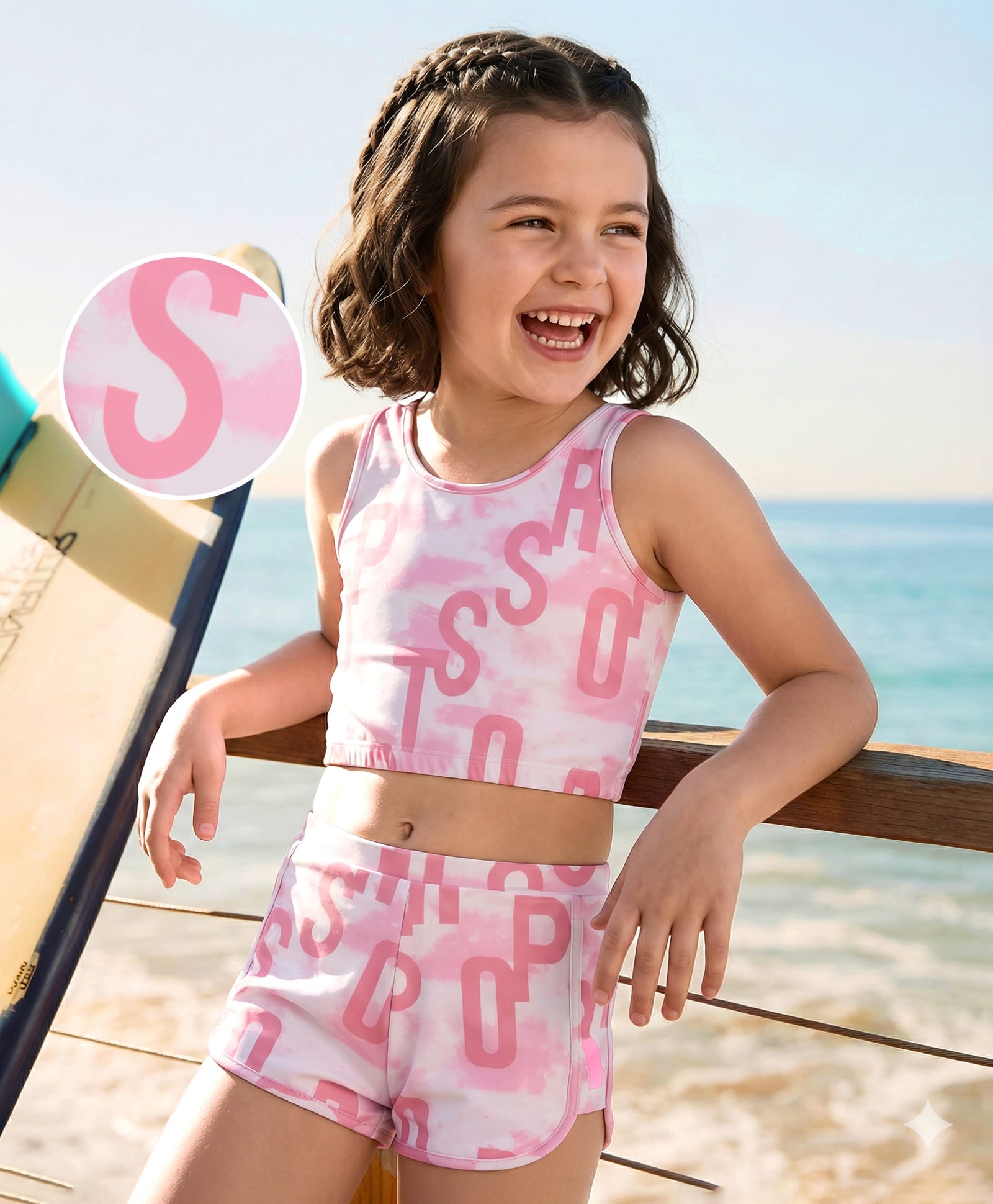 Mark & Mia Sleeveless Two Piece Swimsuit with Text Print - Pink-image-32
