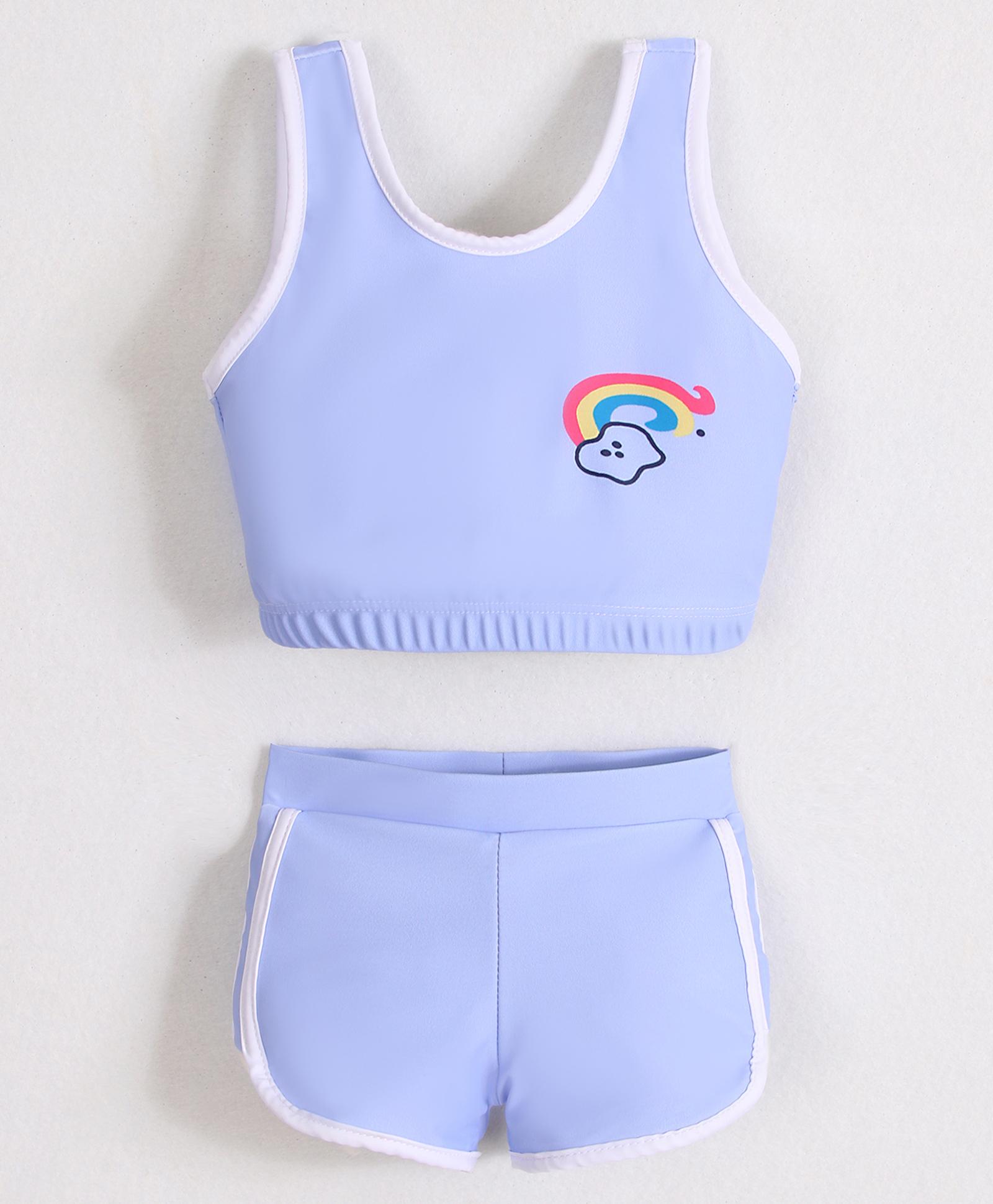 Mark & Mia Sleeveless Two Piece Swimsuit with Rainbow Print - Light Blue-image-49