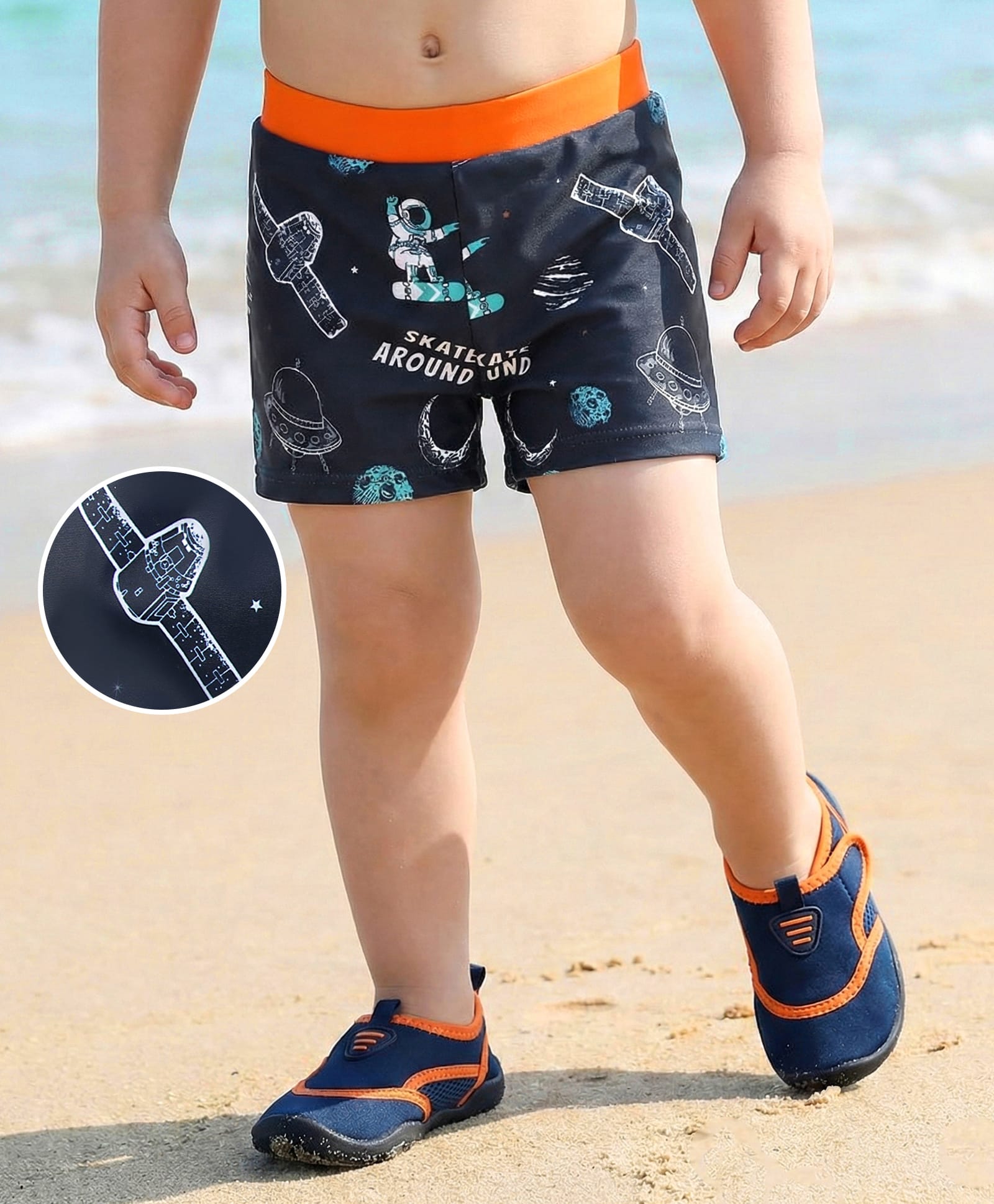 Mark & Mia Swimming Trunk With Space Theme Print - Navy Blue-image-9