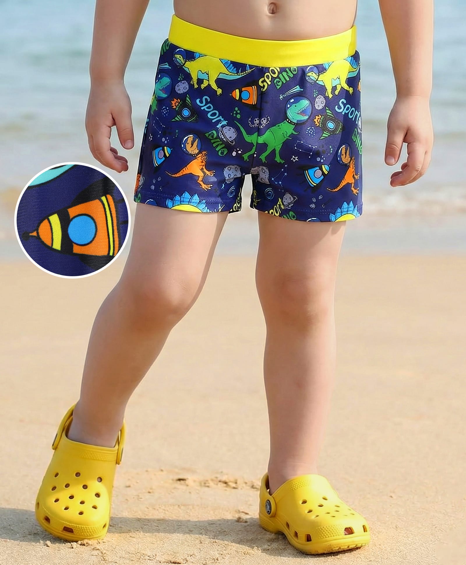 Mark & Mia Swimming Trunks with Dino Print - Navy Blue-image-46