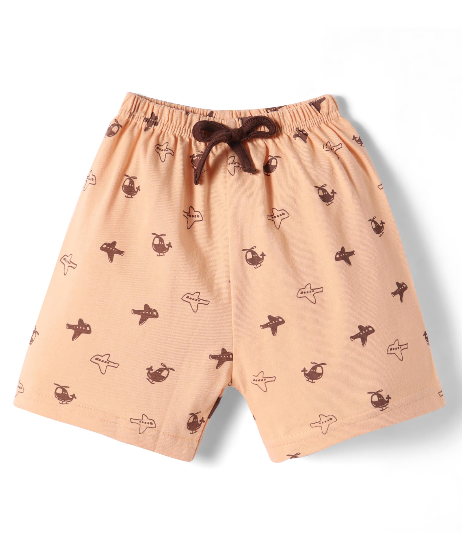 Pink Rabbit Single Jersey Shorts with Airplane Print - Beige-image-42
