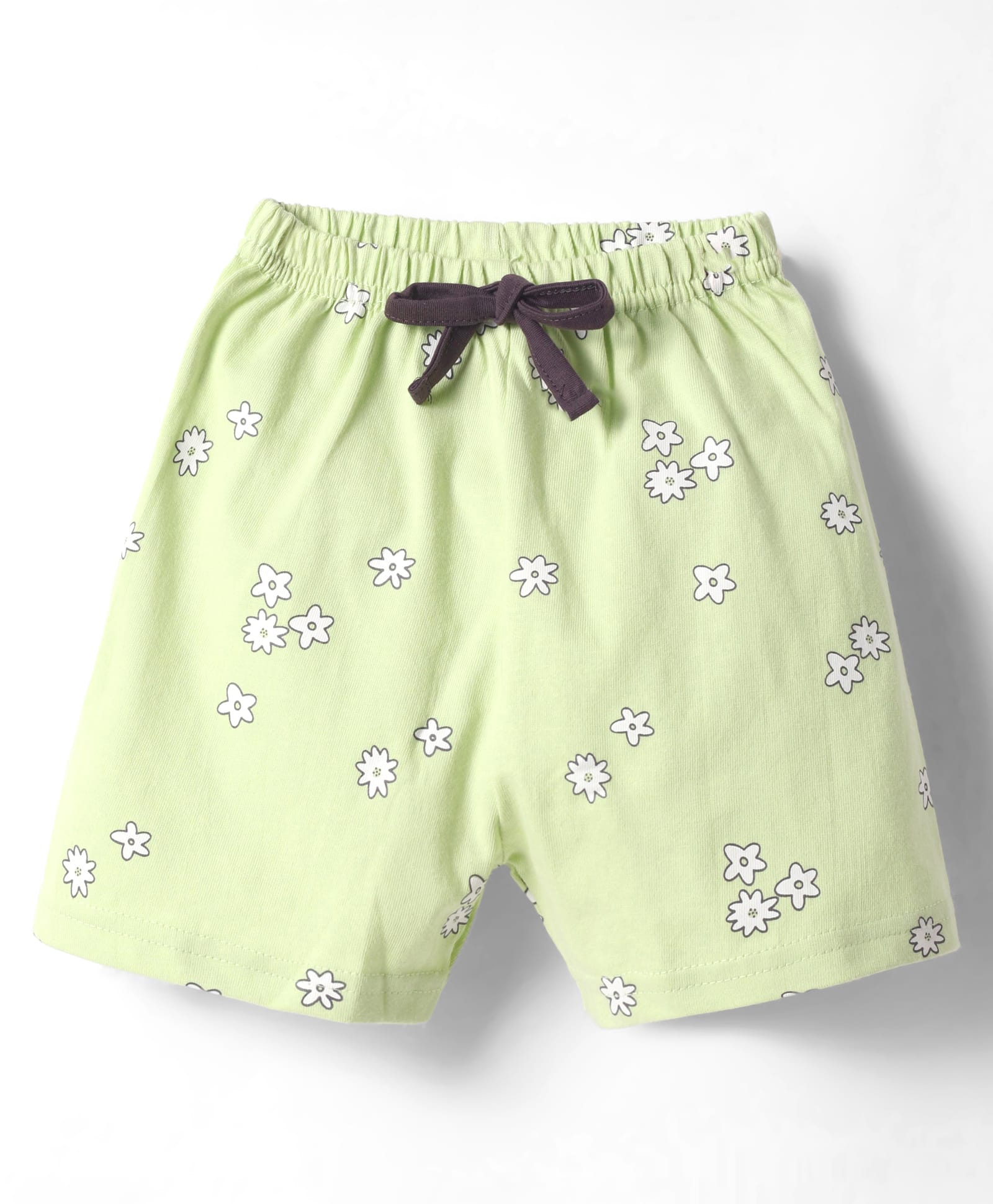 Pink Rabbit Single Jersey Knit Knee Length Shorts With Floral Print - Light Green-image-30