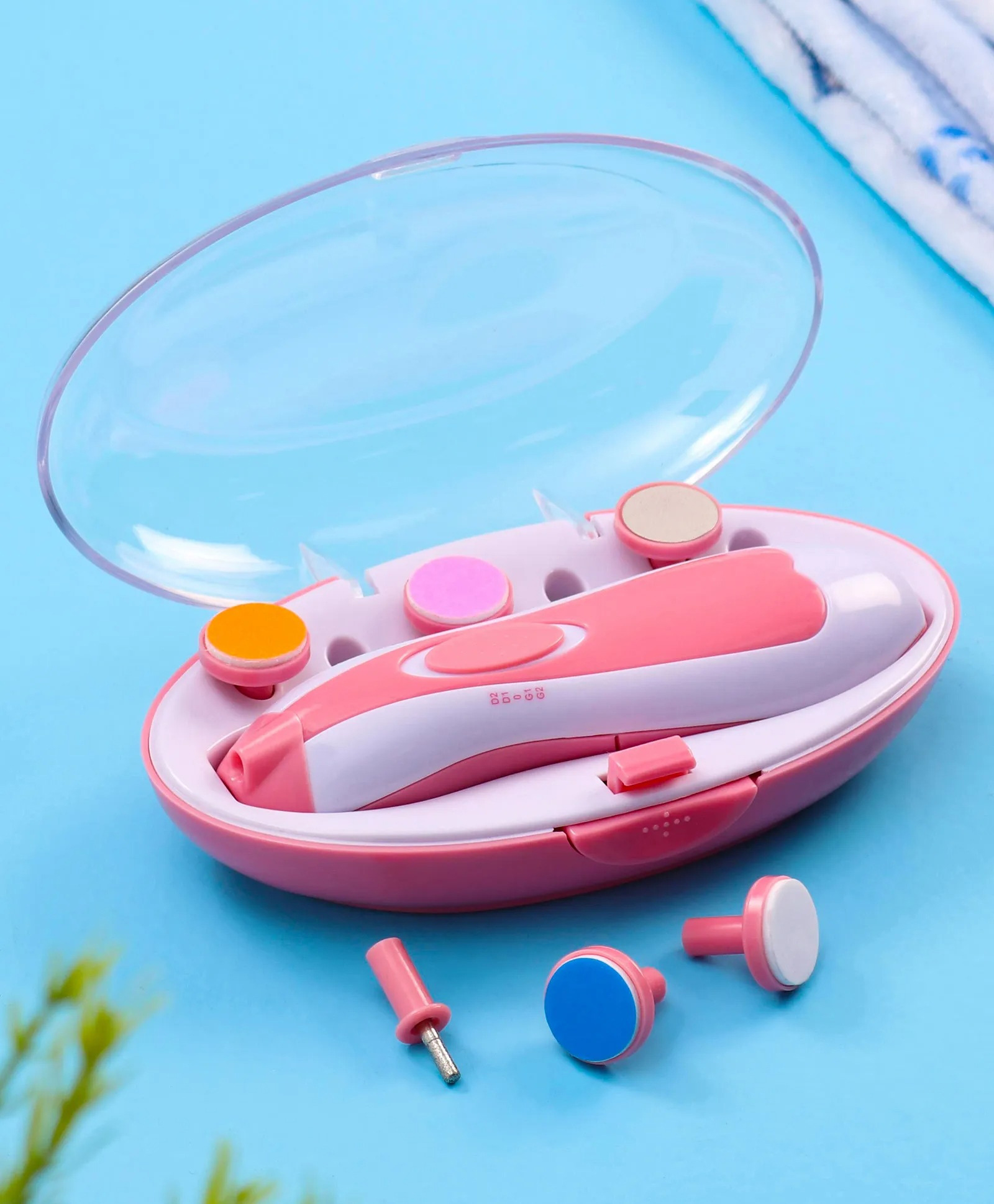 Baby Electric Nail Trimmer with 6 attachment and LED Light - Pink-image-32