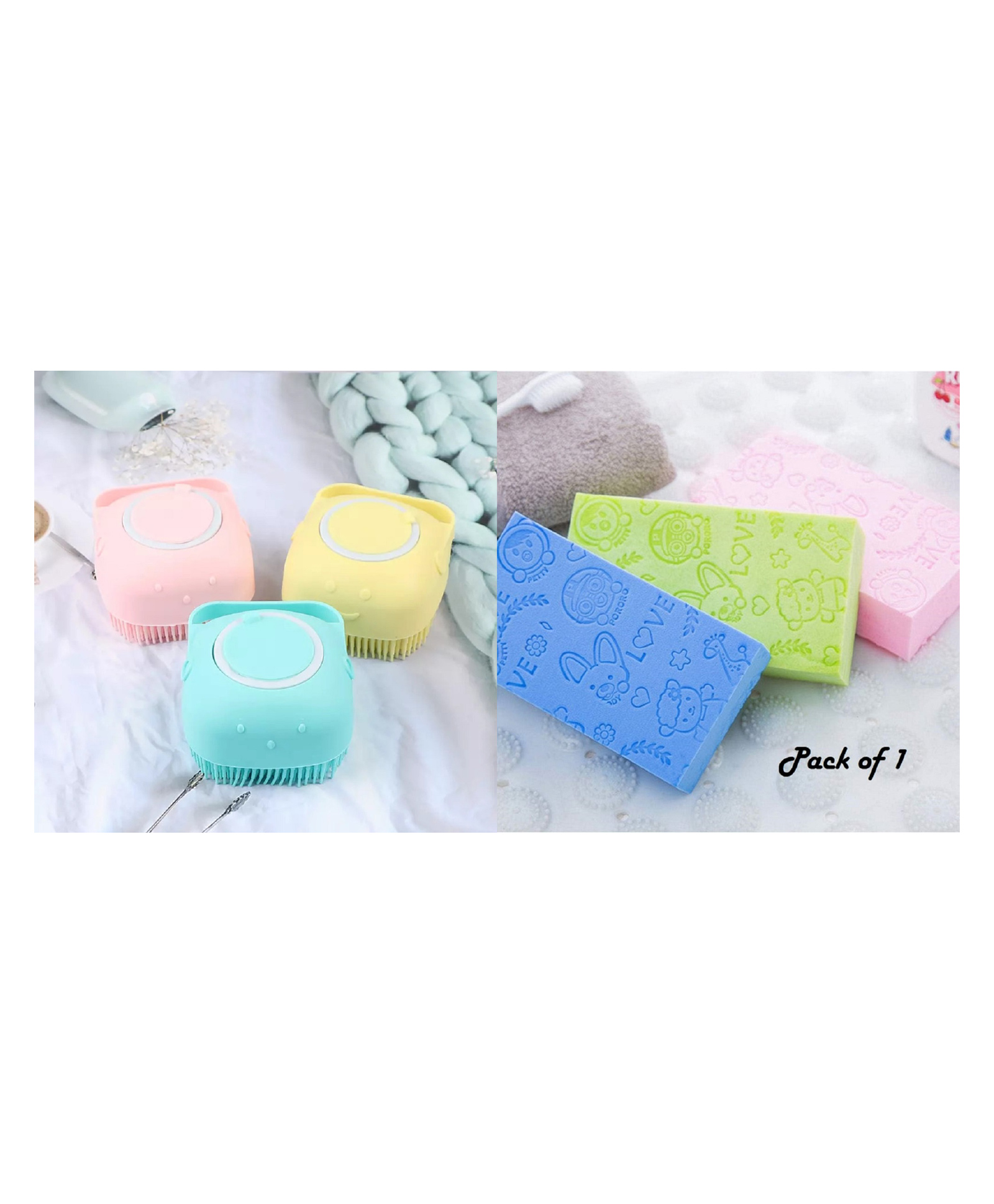 Ortis Ultra Soft Bath Sponge and Silicone Massage Bath Brush (Colour May Vary)-image-33
