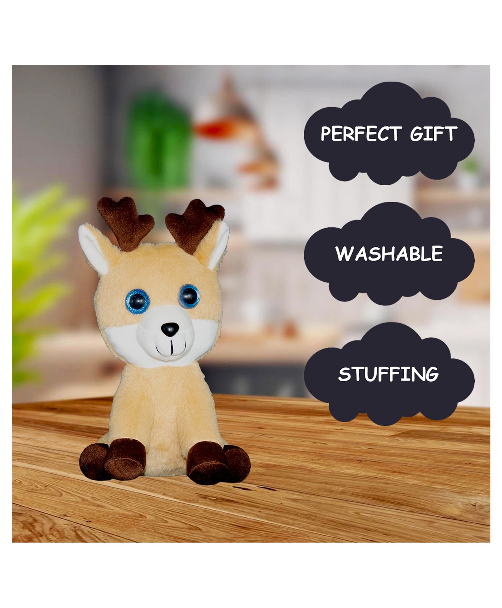 GOLDENHUB TOYS 25 cm Reindeer Plush Soft Toy, Festive Holiday Decor Gifts Play for Kids-image-7
