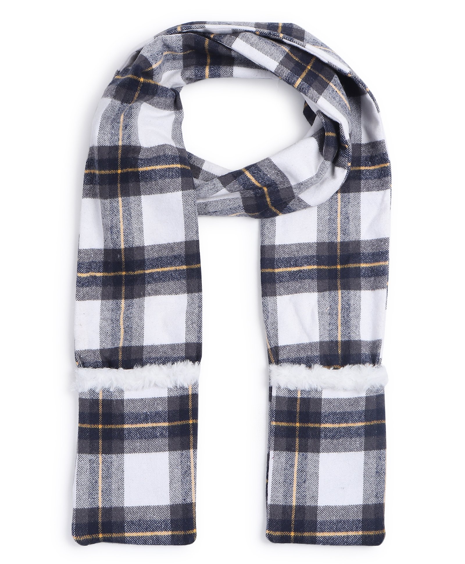 Tipy Tipy Tap Checked Mufler With Attached Pockets - Blue & White-image-42
