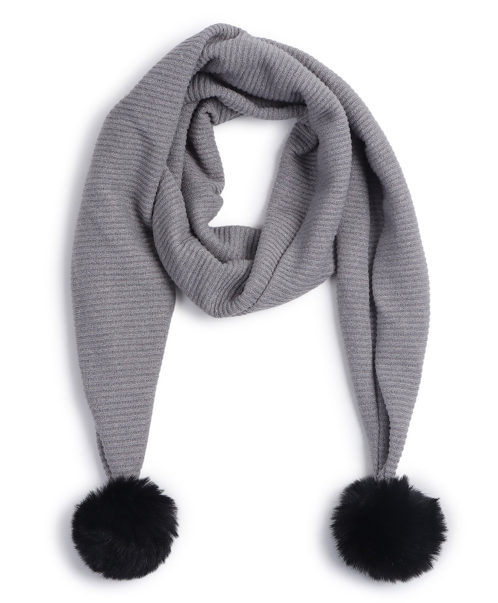 Tipy Tipy Tap Pom Pom Embellished Muffler - Grey-picture-26