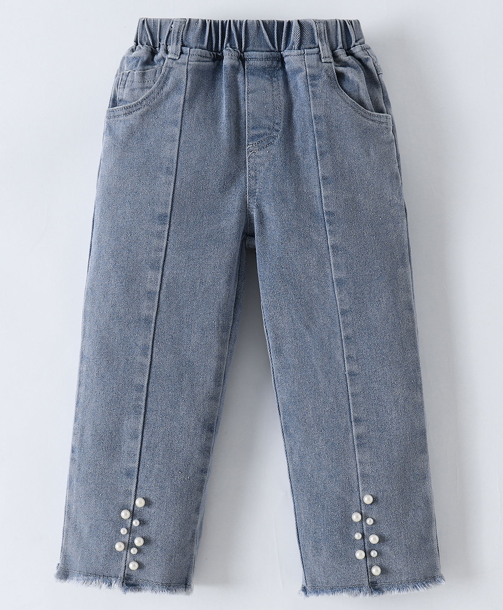 Mark & Mia Denim Washed Jeans with Pearl Detailing -Blue-picture-28