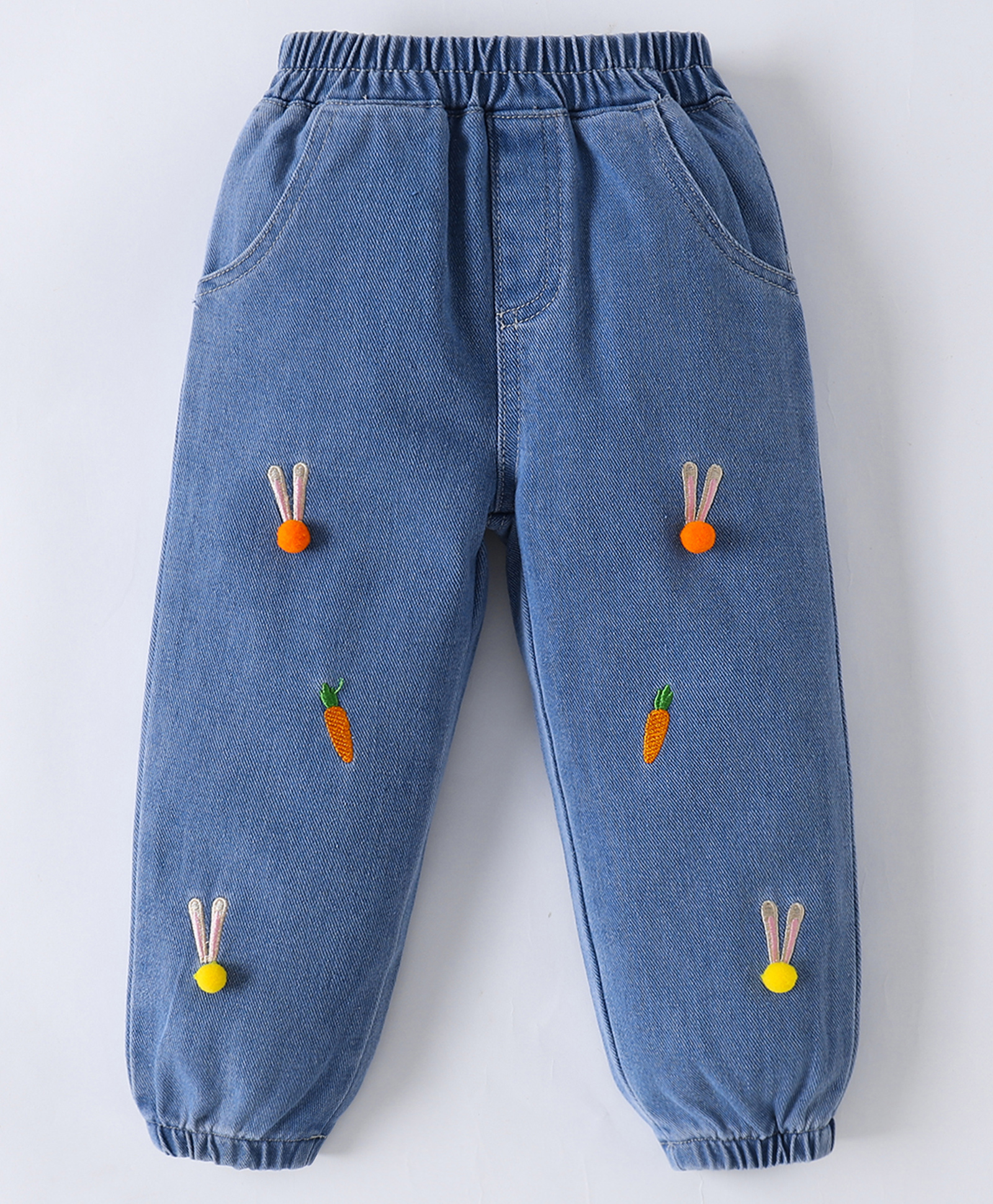 Mark & Mia Denim Full Length Washed Jeans with 3D Bunny Applique - Blue-picture-25