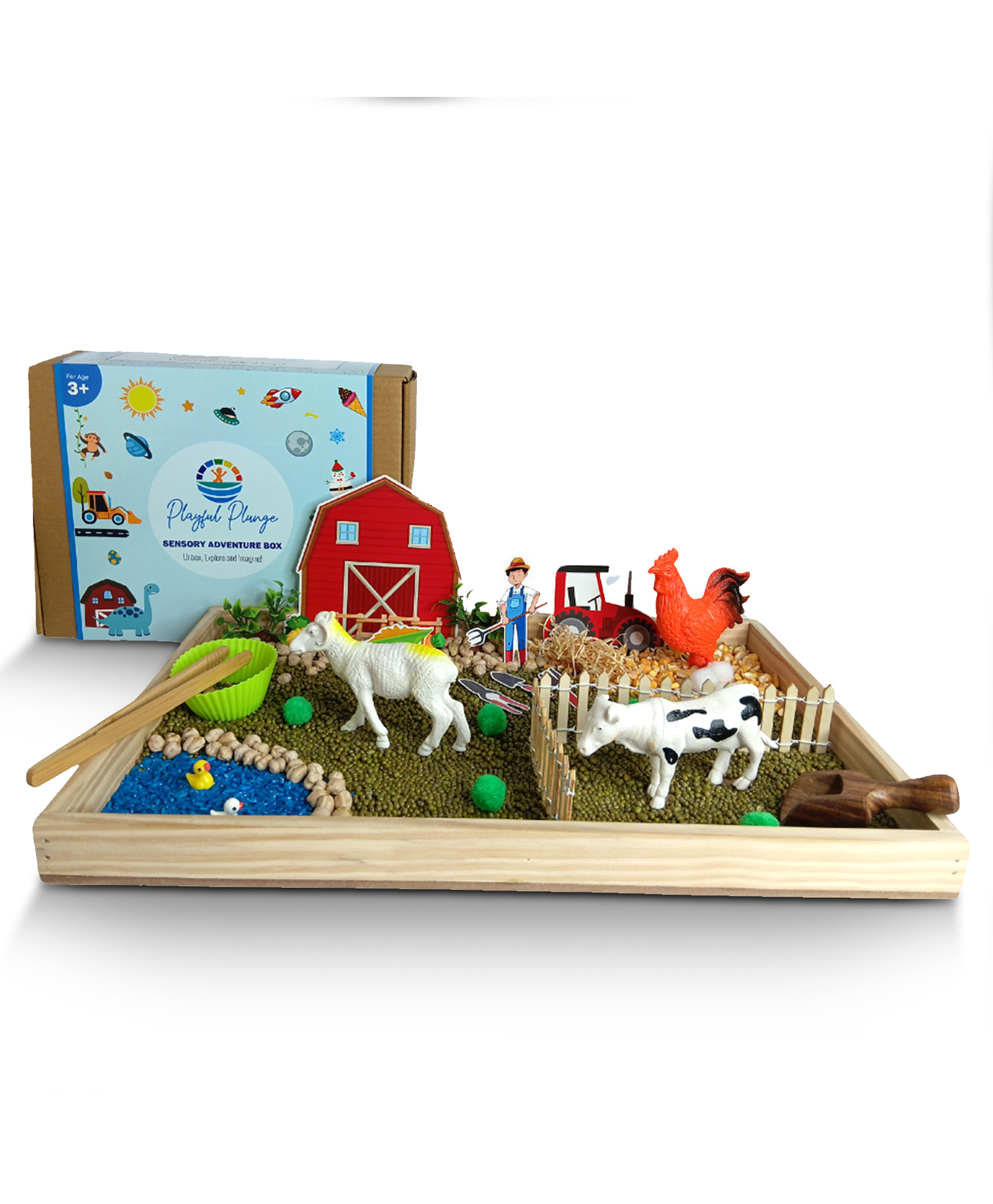 Playful Plunge Farm Animal Sensory DIY Play Kit | Fun & Educational Activity Kit for 3+ to 6 Year Olds | Birthday Gift for Boys and Girls-image-43
