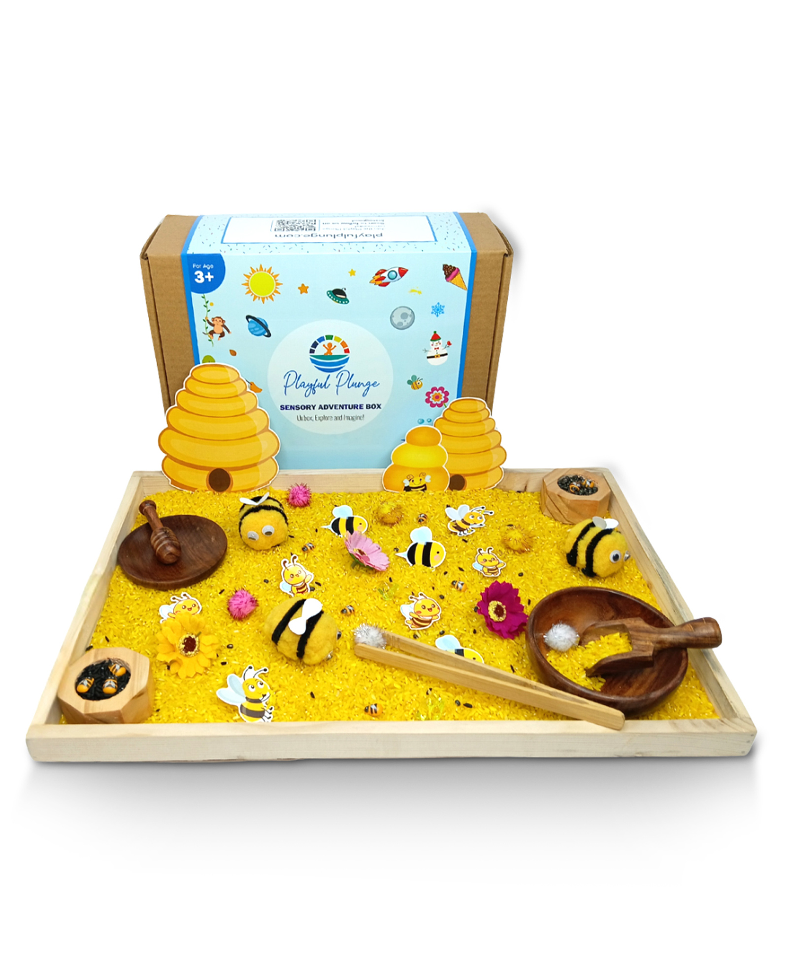 Playful Plunge Honeybee Sensory DIY Play Kit | Fun & Educational Activity Kit | Birthday Gift - Yellow-picture-28
