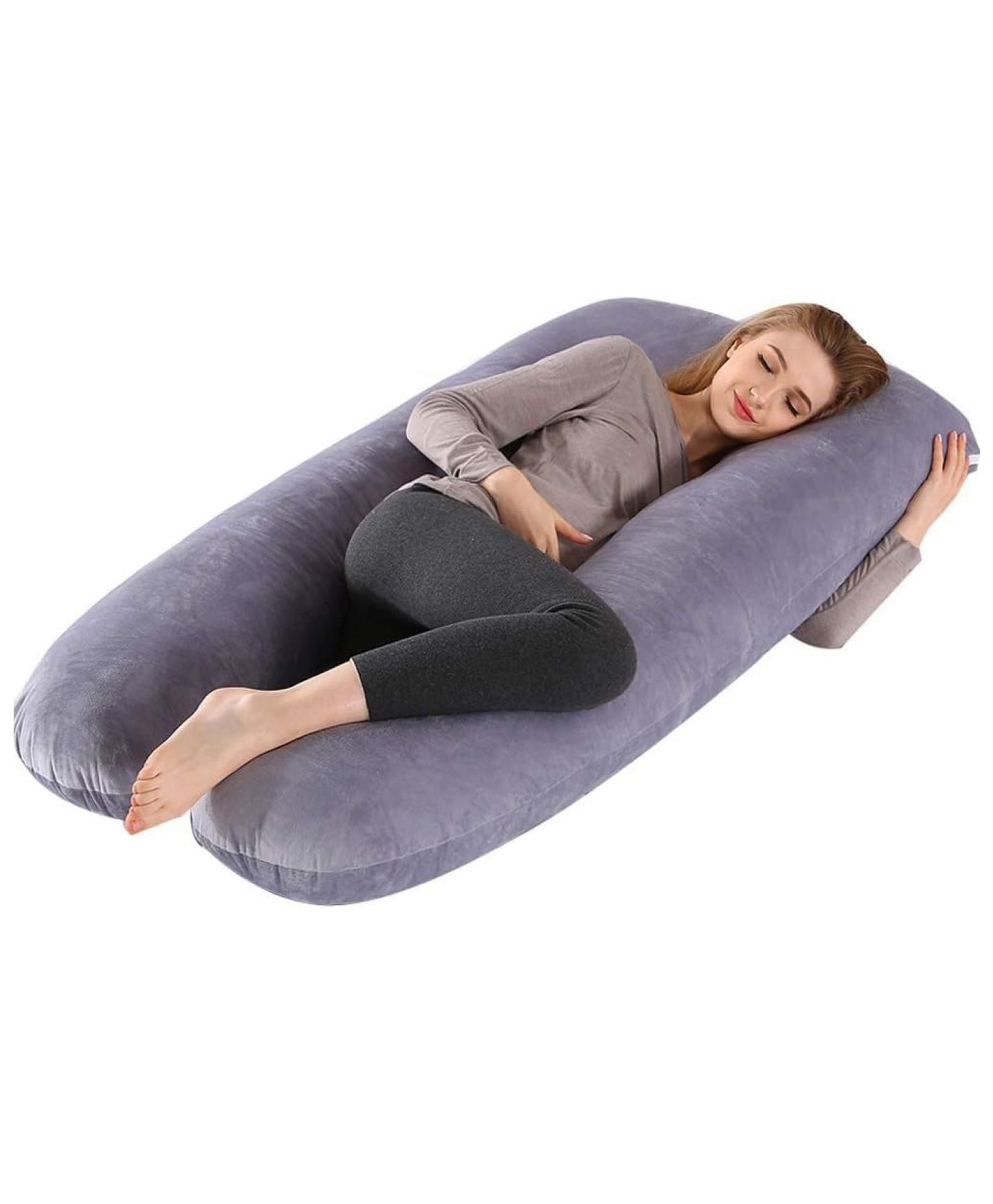 AAZEEM Pregnancy Pillow, U-Shape Full Body Pillow, Pregnant Women Gift Items, Pregnancy Pillows for SleepingMaternity Pillow and Pillow for Pregnant Women (42" X22" X 7.8 cm)-(Grey)-picture-17