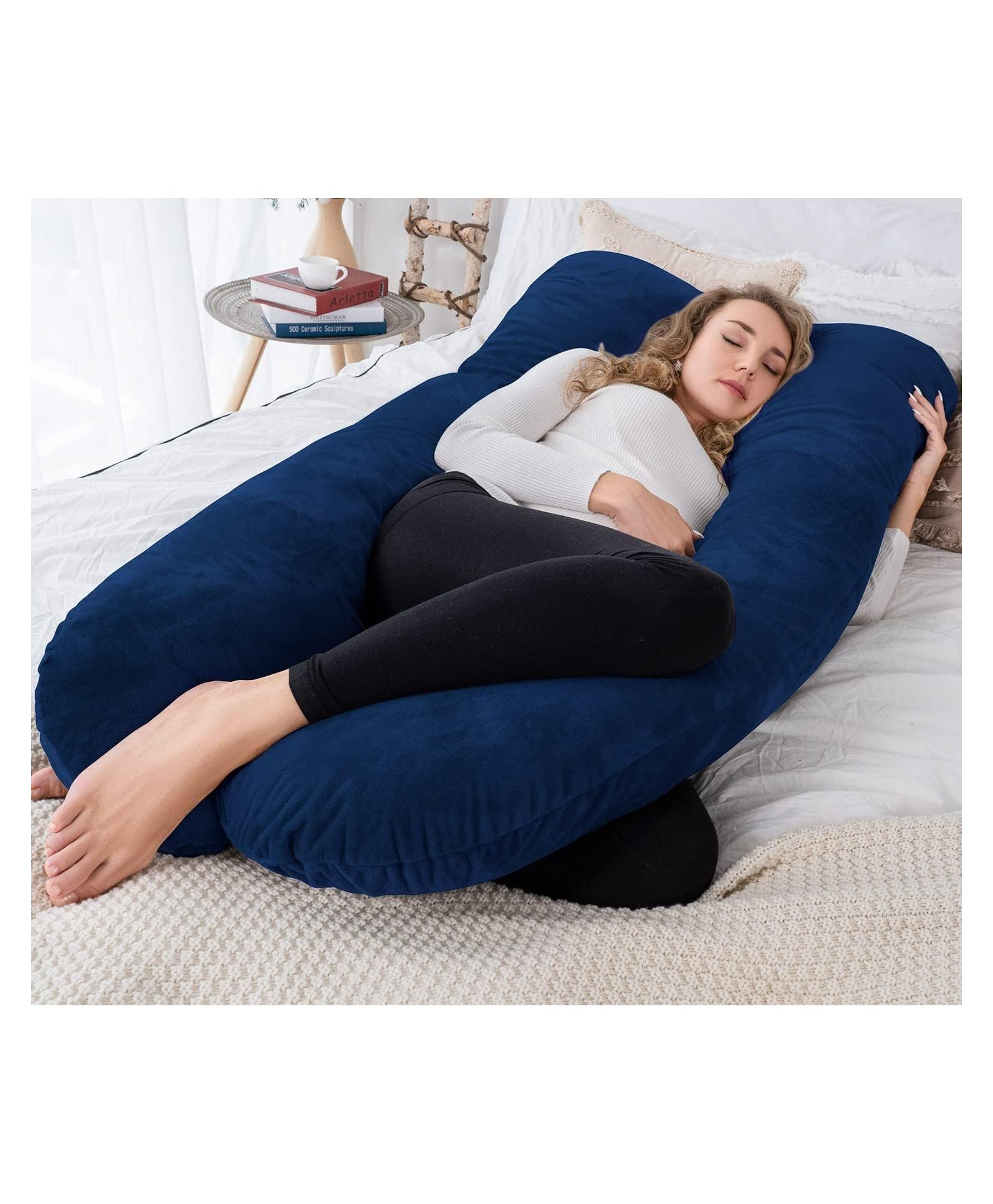 AAZEEM Pregnancy Pillow, U-Shape Full Body Pillow, Pregnant Women Gift Items, Pregnancy Pillows for SleepingMaternity Pillow and Pillow for Pregnant Women (42" X22" X 7.8 cm)-(Blue)-picture-15