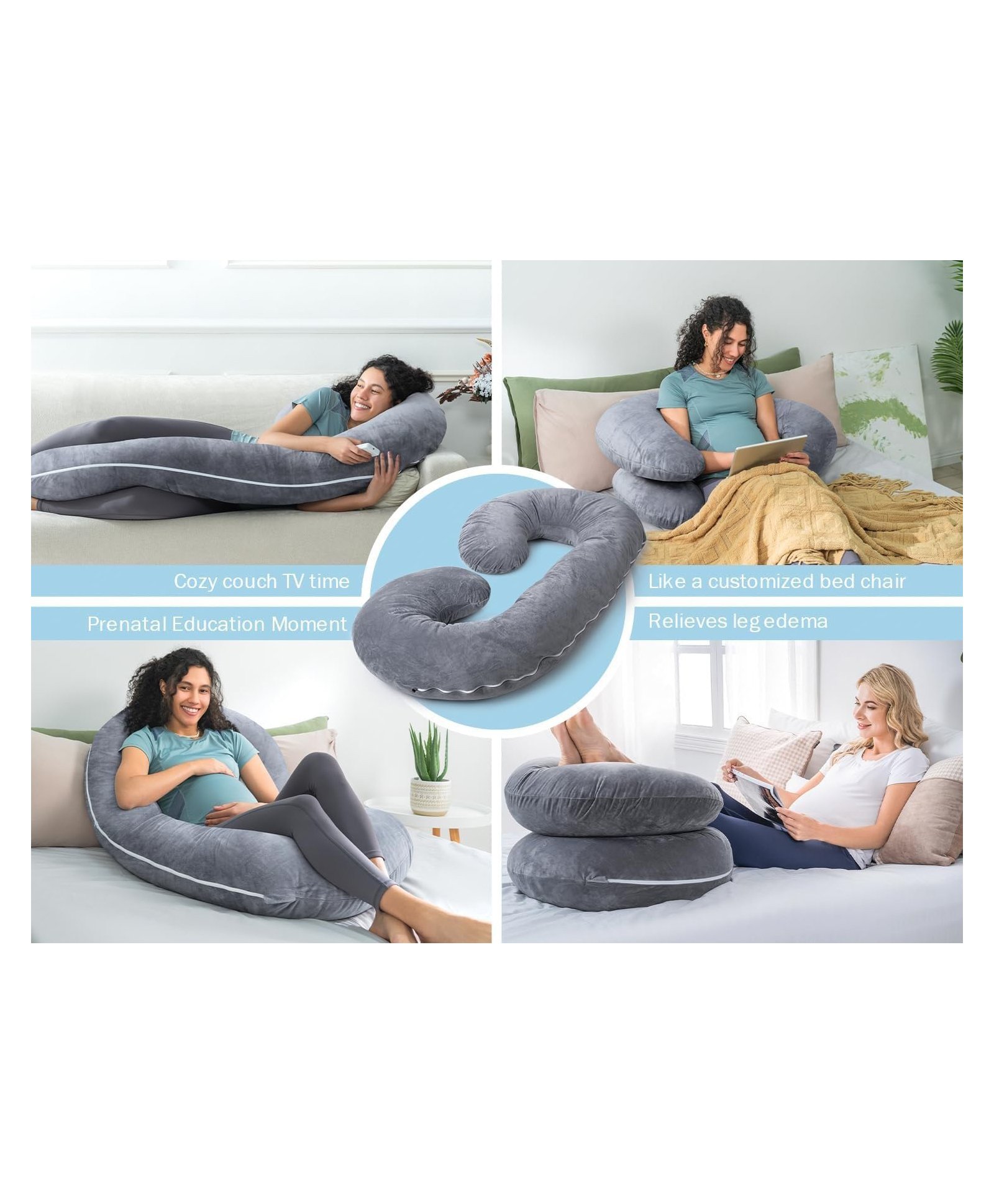 AAZEEM Pregnancy Pillow, C-Shape Full Body Pillow,Pregnant Women Gift Items,Pregnancy Pillows for SleepingMaternity Pillow and Pillow for Pregnant Women (48" X22" X 7.8 Inch)-(Grey)-picture-18