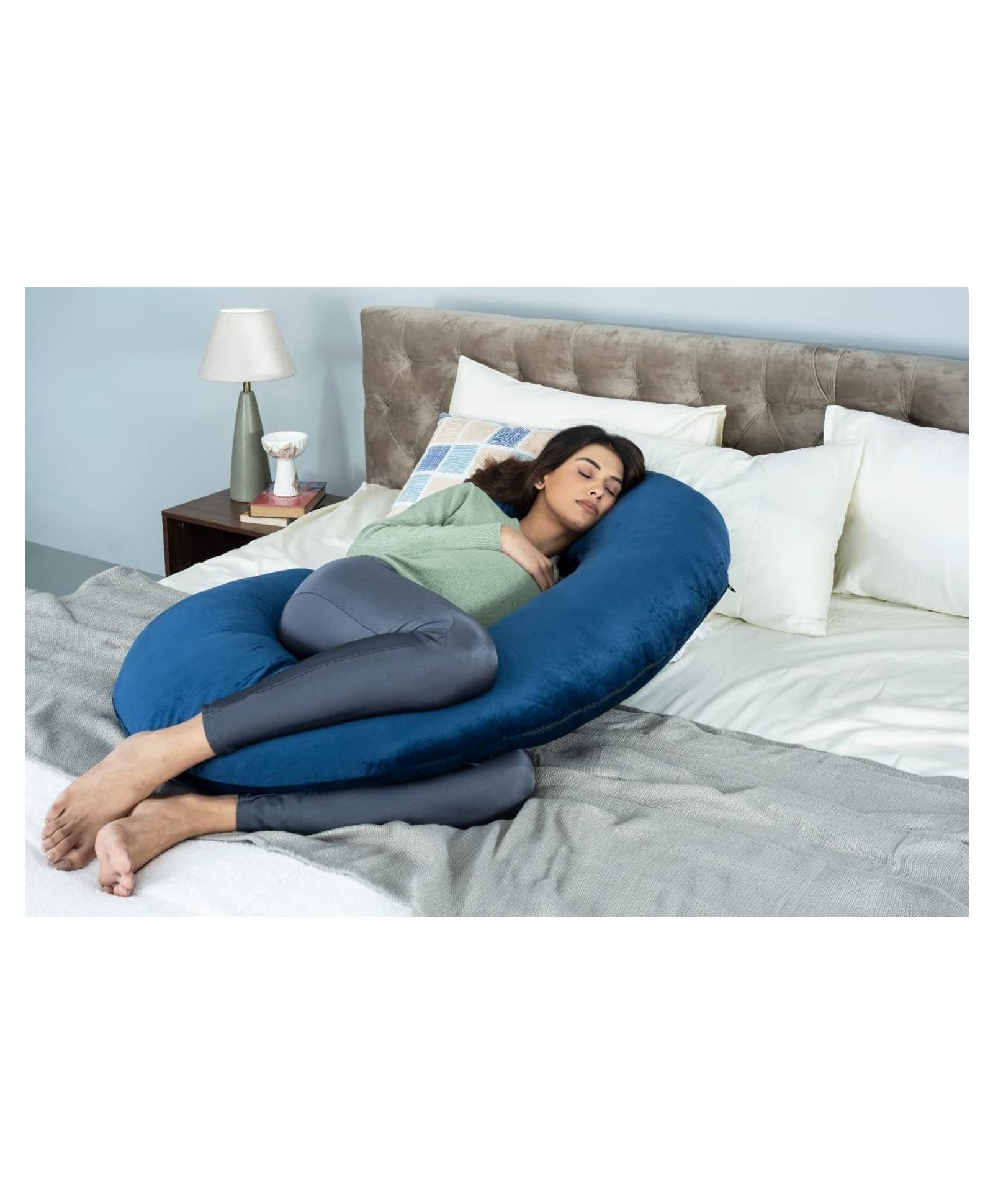 AAZEEM Pregnancy Pillow, C-Shape Full Body Pillow,Pregnant Women Gift Items,Pregnancy Pillows for SleepingMaternity Pillow and Pillow for Pregnant Women (48" X22" X 7.8 Inch)-(Blue)-image-6