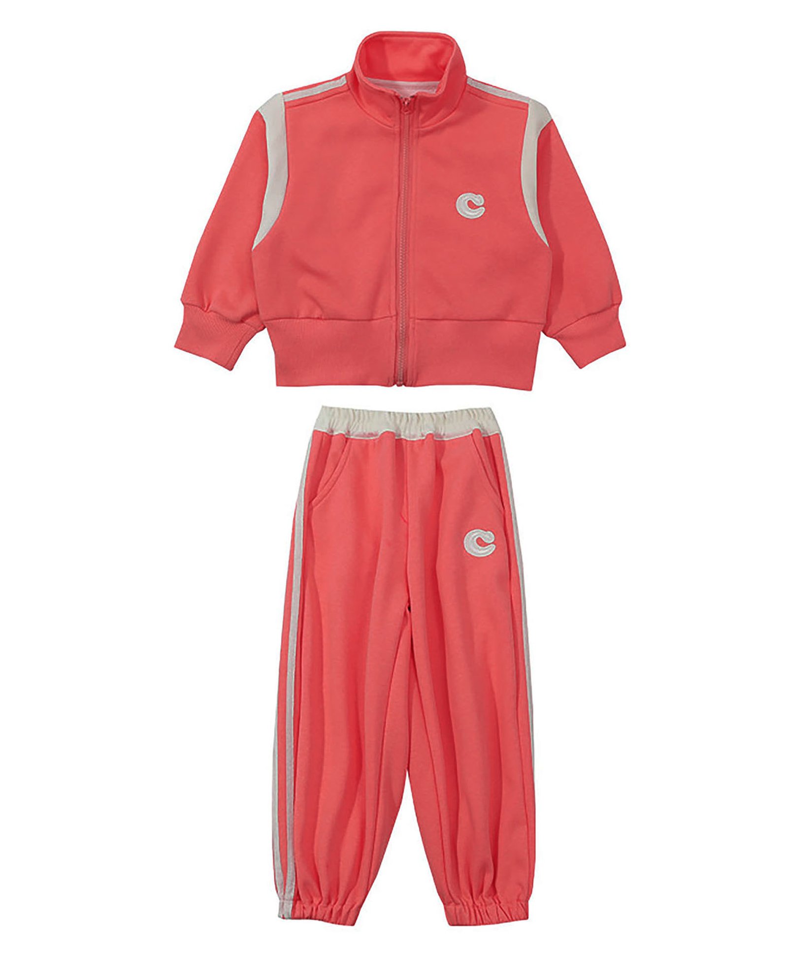 Little Surprise Box Full Sleeves Taped Soft & Breathable Coordinating Jacket Track Pants Set - Dark Peach-image-34