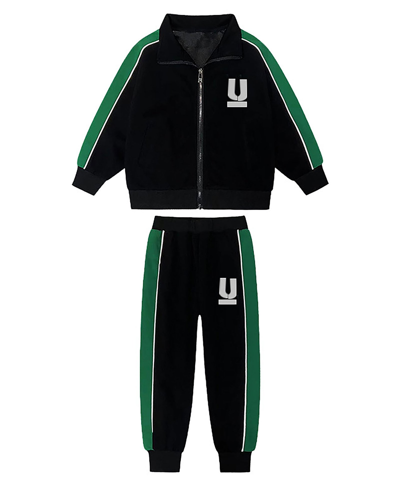 Little Surprise Box Full Sleeves Taped Soft & Breathable Coordinating Jacket Track Pants Set - Black-image-35
