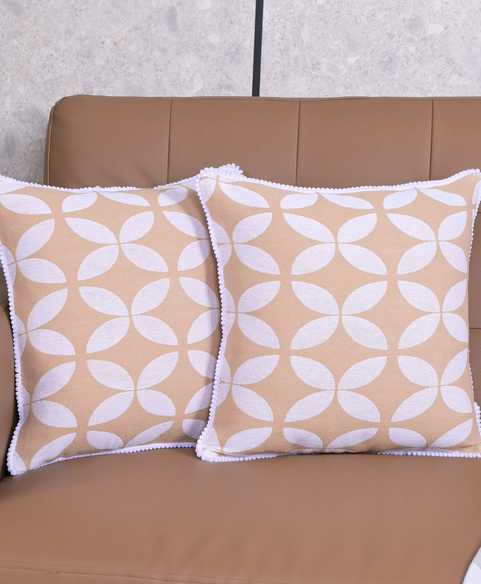 Saral Home Dhadki Floral Cotton Cushion Covers 2pc, Beige. 40x40 cm-picture-35