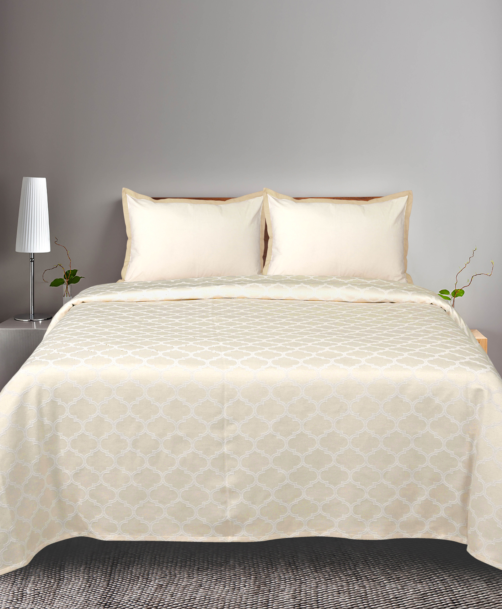 Saral Home Soft Cotton Noor Breathable & Wrinkle Free Queen Size Bedsheet with 2 Pillow Covers Ivory-picture-44