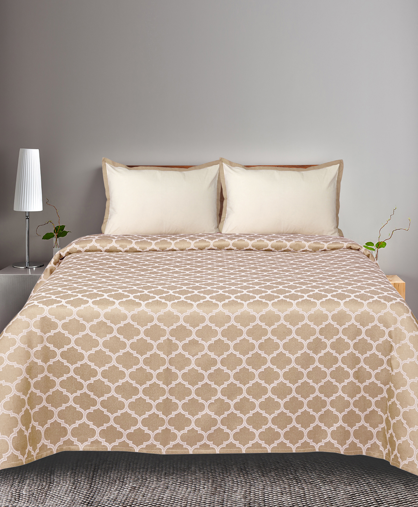 Saral Home Soft Cotton Noor Breathable & Wrinkle Free Queen Size Bedsheet with 2 Pillow Covers Beige-picture-19