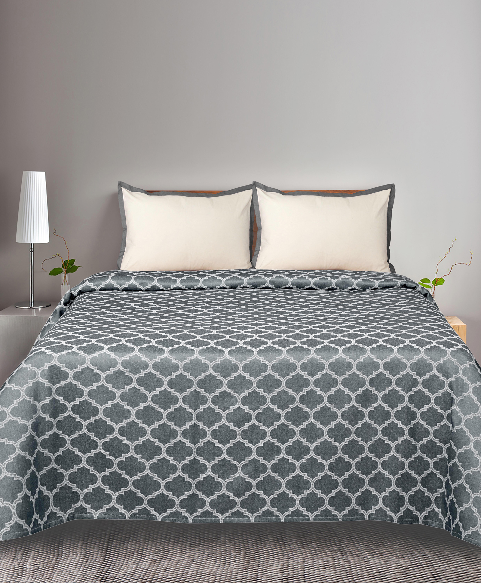 Saral Home Soft Cotton Noor Breathable & Wrinkle Free Queen Size Bedsheet with 2 Pillow Covers Grey-picture-40