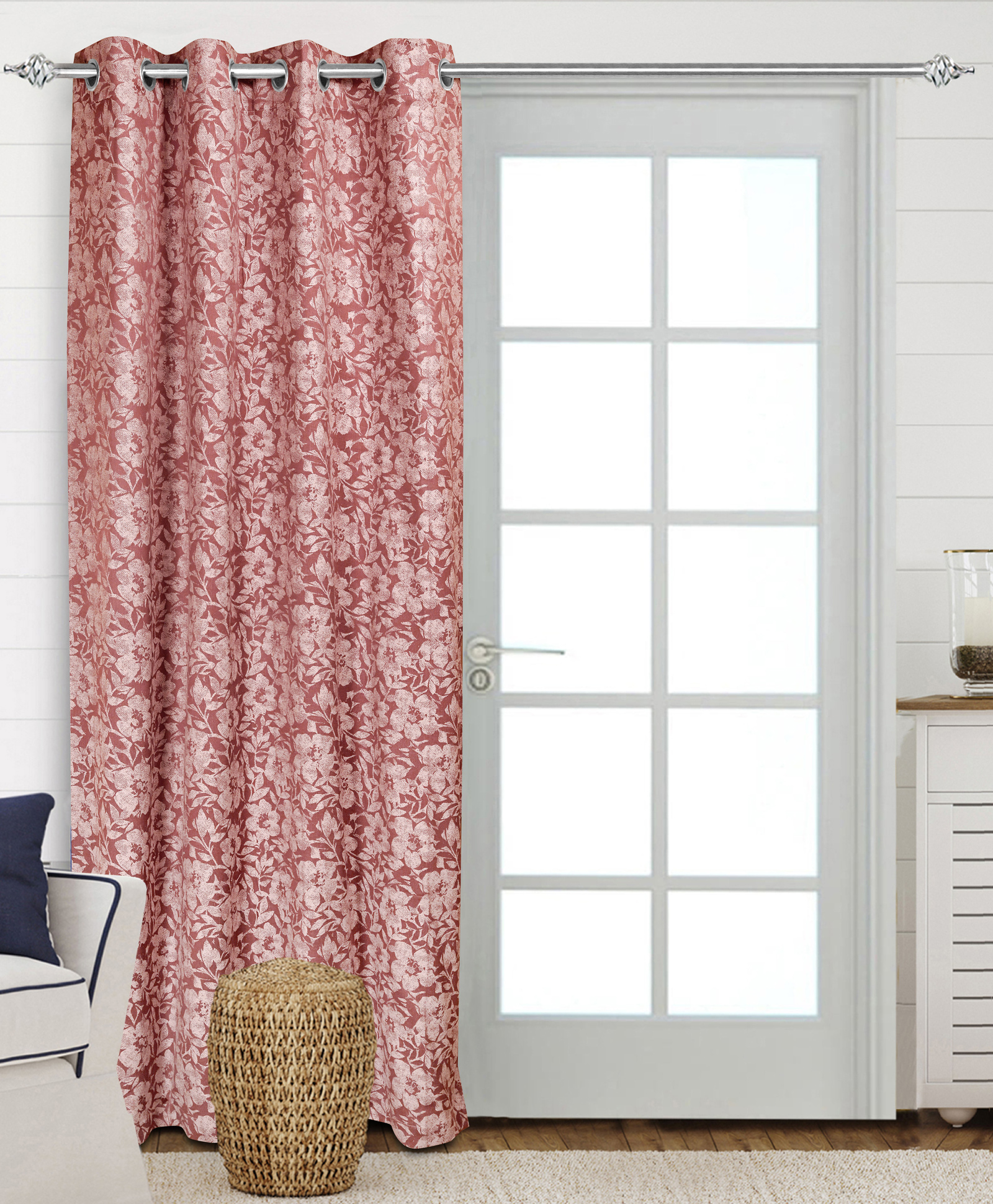 saral home kanan cotton door room darkening curtain 1pc,mauve. 4x7 ft