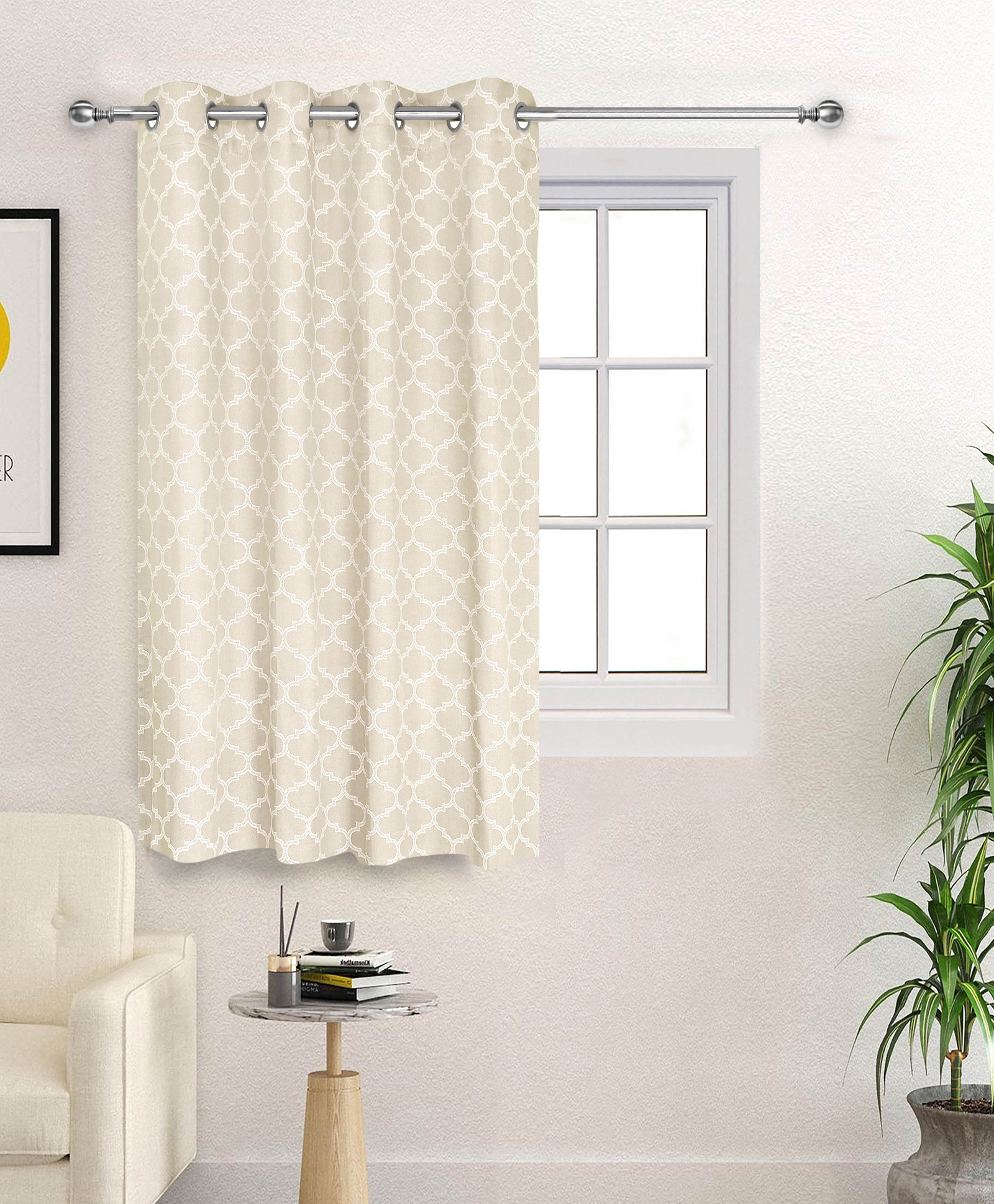 Saral Home Noor Cotton Window Room Darkening Curtain 1PC,Ivory. 4x5 ft-image-34