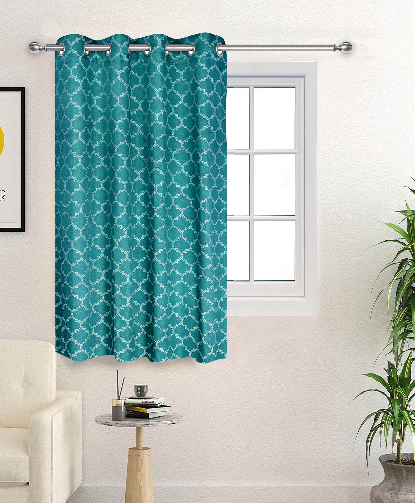 Saral Home Noor Cotton Window Room Darkening Curtain 1PC,Teal. 4x5 ft-picture-12