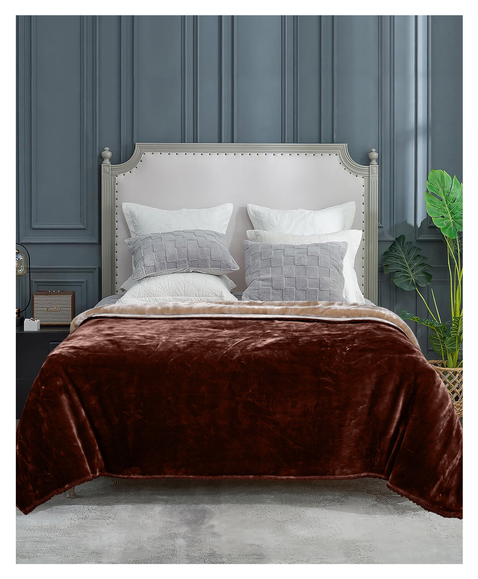 Saral Home Winter Mink, Cloudy Silky - Soft Double Sided Heavy 2 Layer Blanket with Crochet Lace Edge, Beige-Brown. 60x90 Inch-picture-11