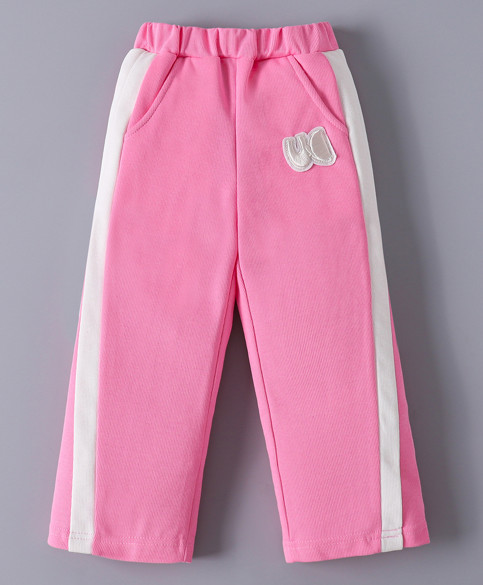 Mark & Mia Cotton Full Length Trouser with Embroidered Patch - Pink-picture-21