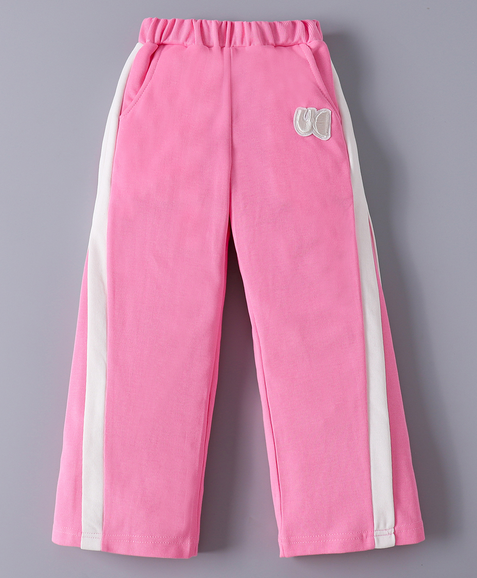 Mark & Mia Cotton Full Length Trouser with Embroidered Patch - Pink-picture-15