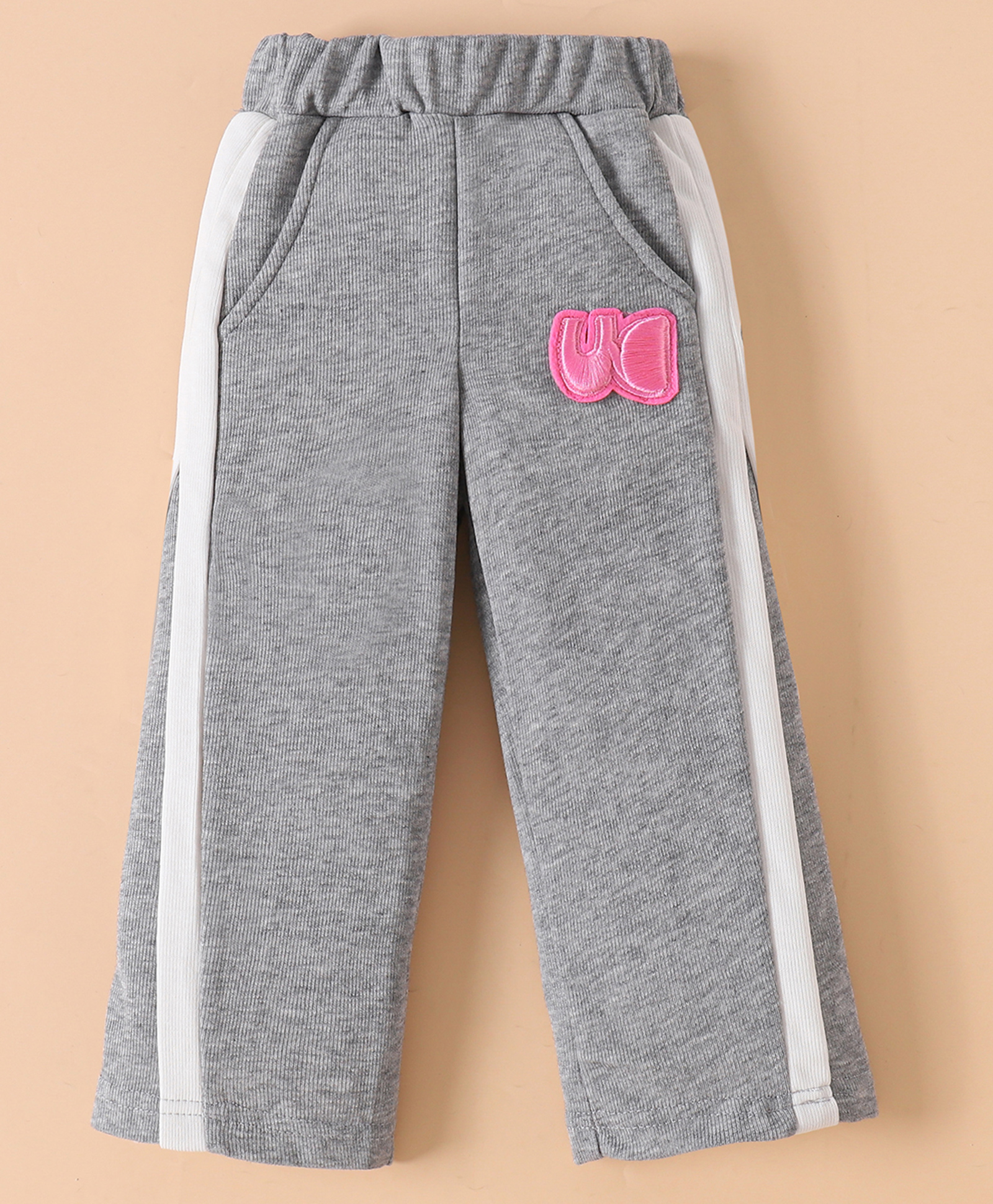 Mark & Mia Cotton Full Length Trouser with Embroidered Patch - Grey-picture-21