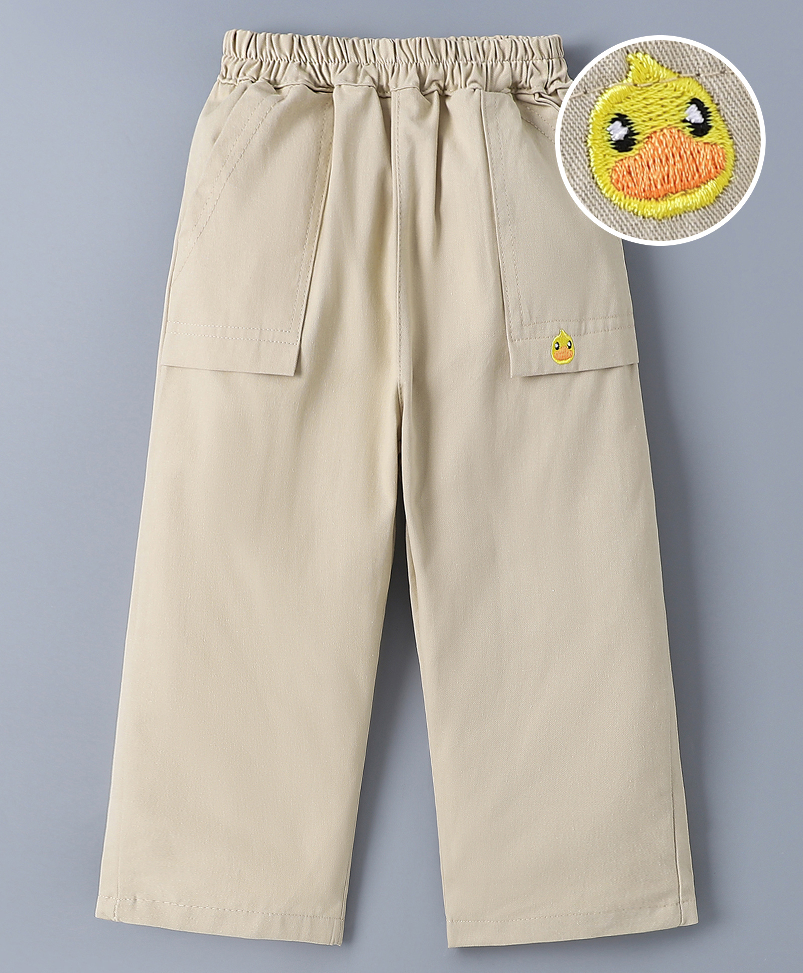 Mark & Mia Cotton Full Length Trousers with Duck Embroidery - Tan-picture-11