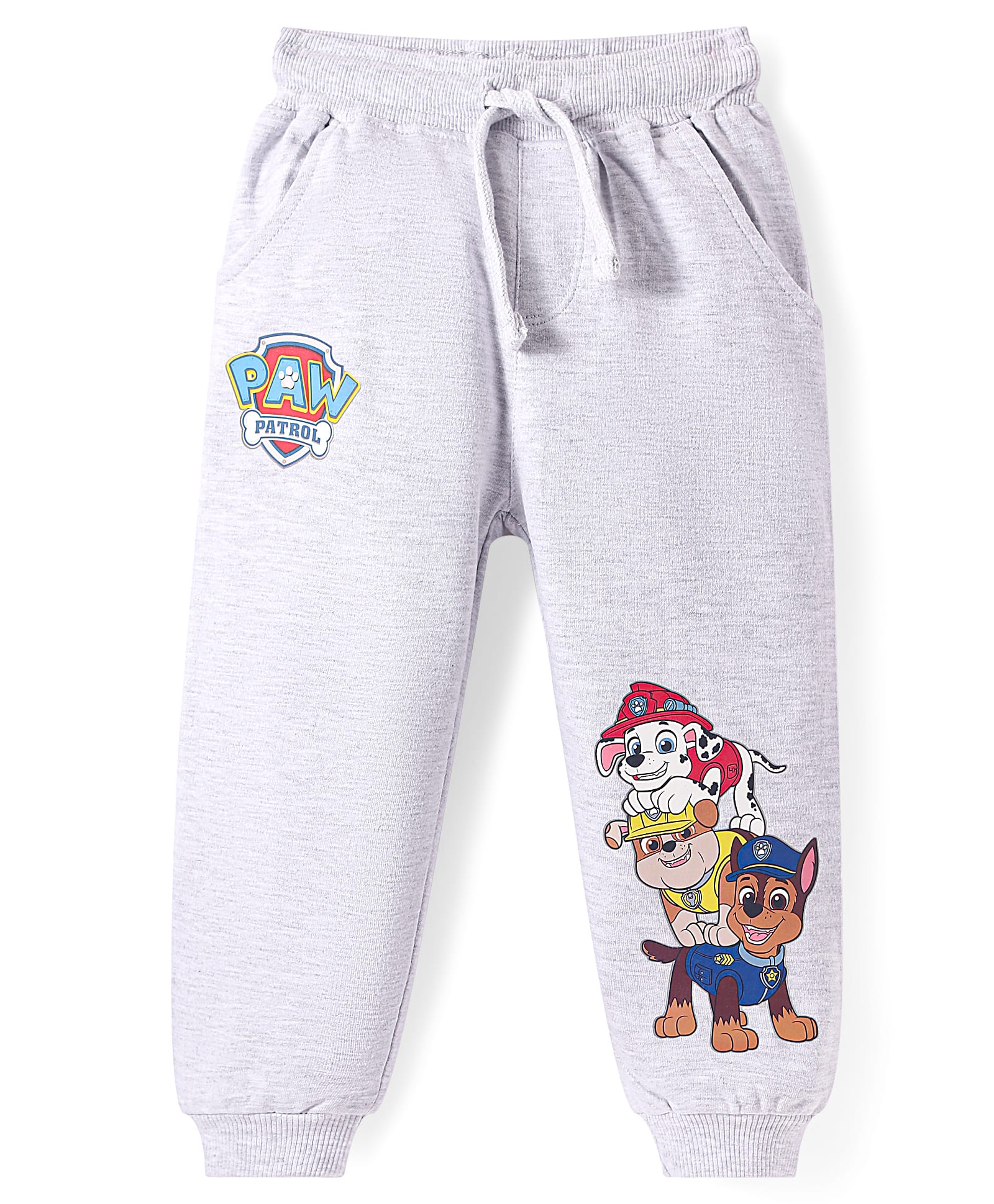 Babyhug Cotton Knit Full Length Lounge Pant with Paw Patrol Print - Grey-image-2